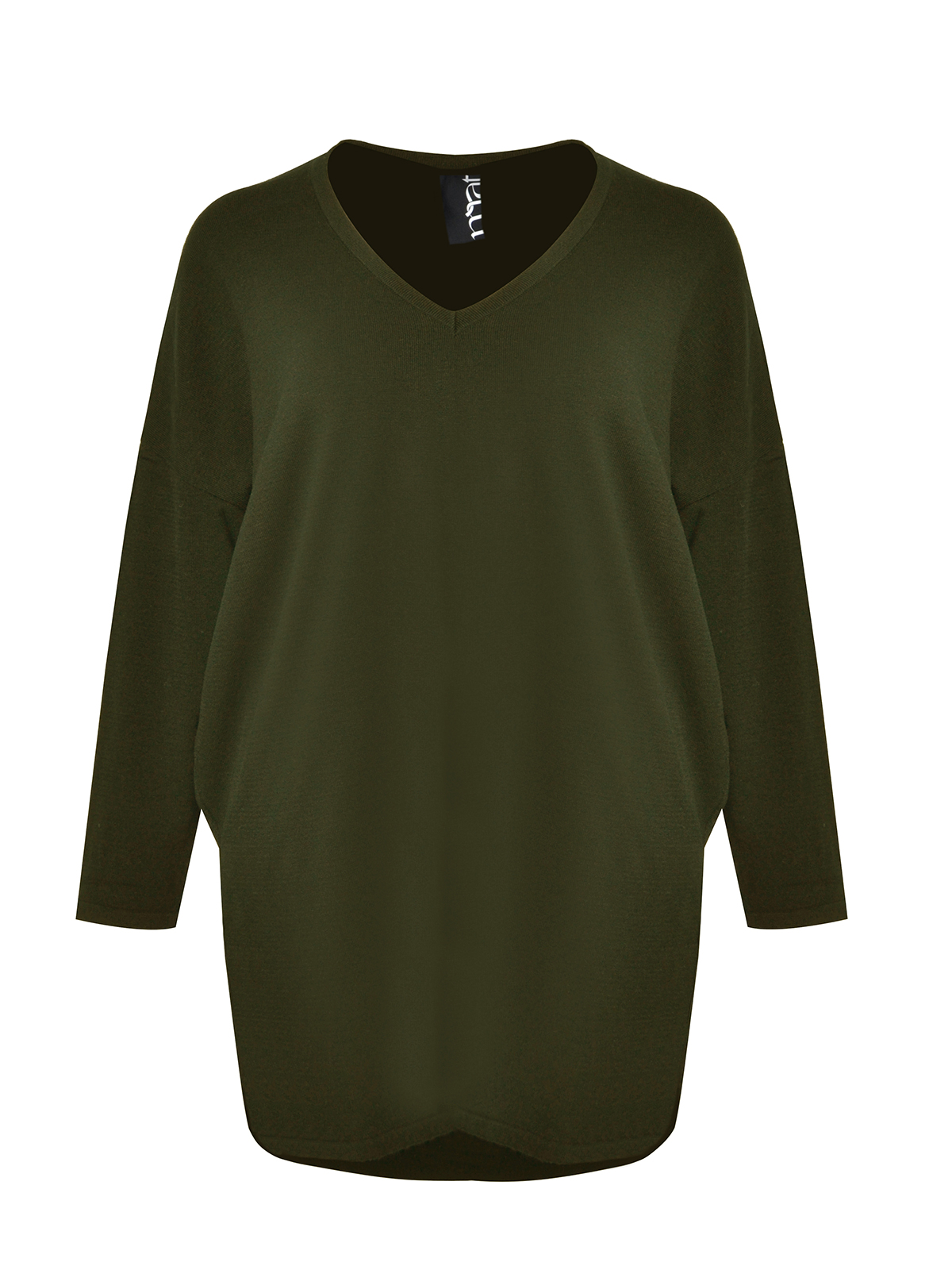 Basic πλεκτή tunic με V-λαιμόκοψη φωτογραφία