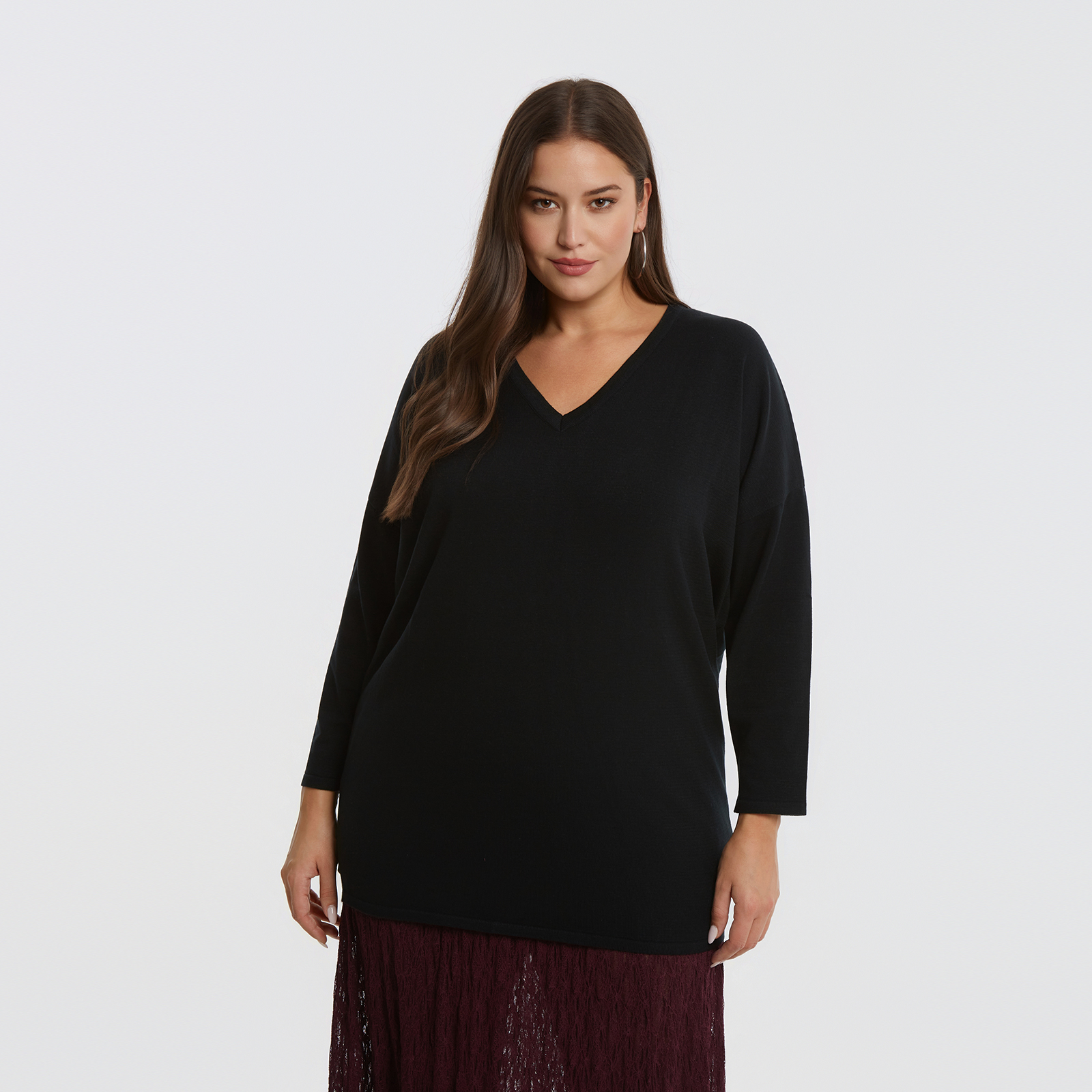 MAT FASHION Basic πλεκτή tunic με V-λαιμόκοψη