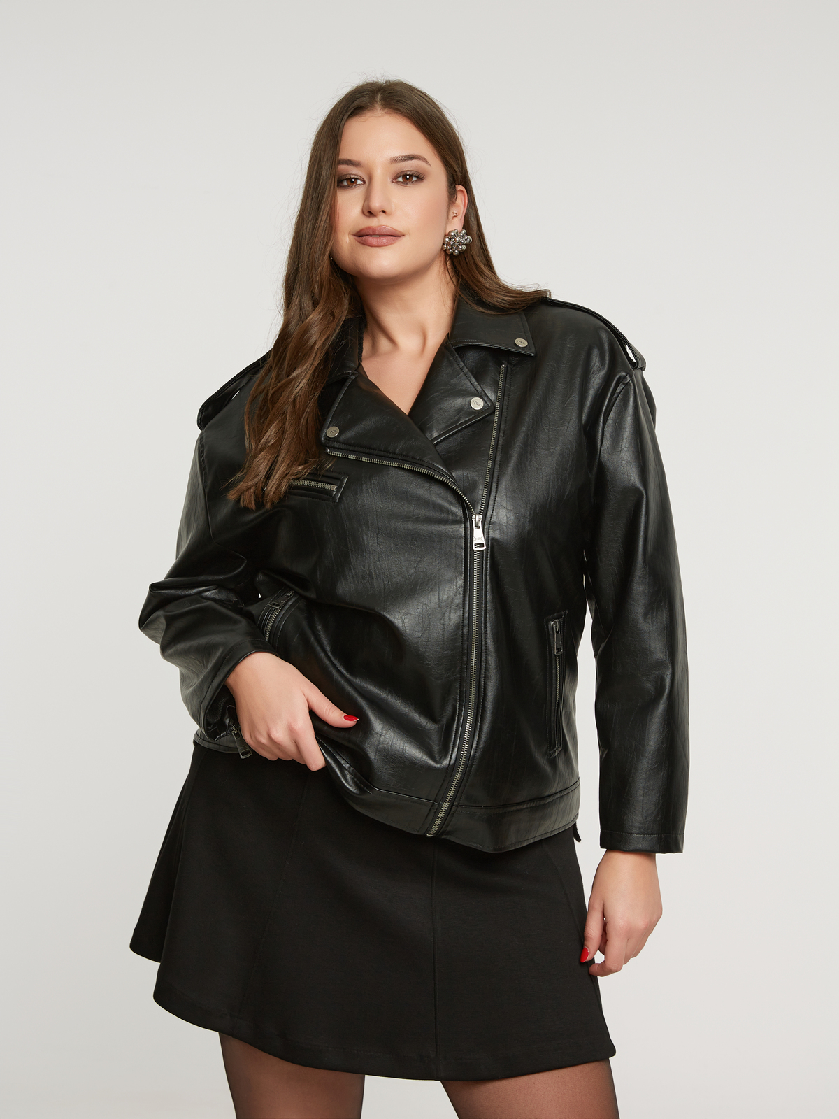 Faux leather μπουφάν biker φωτογραφία