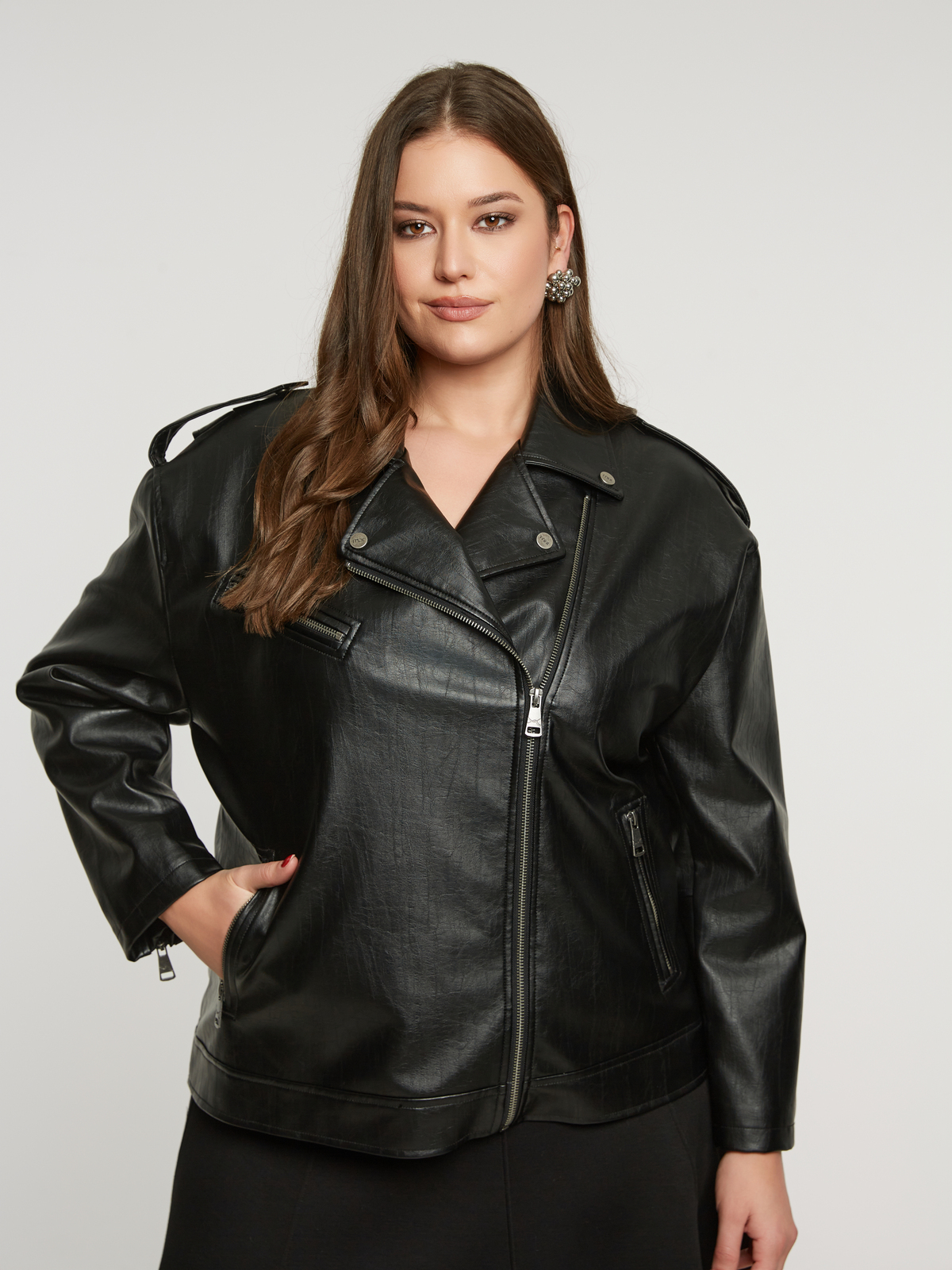 Faux leather μπουφάν biker φωτογραφία
