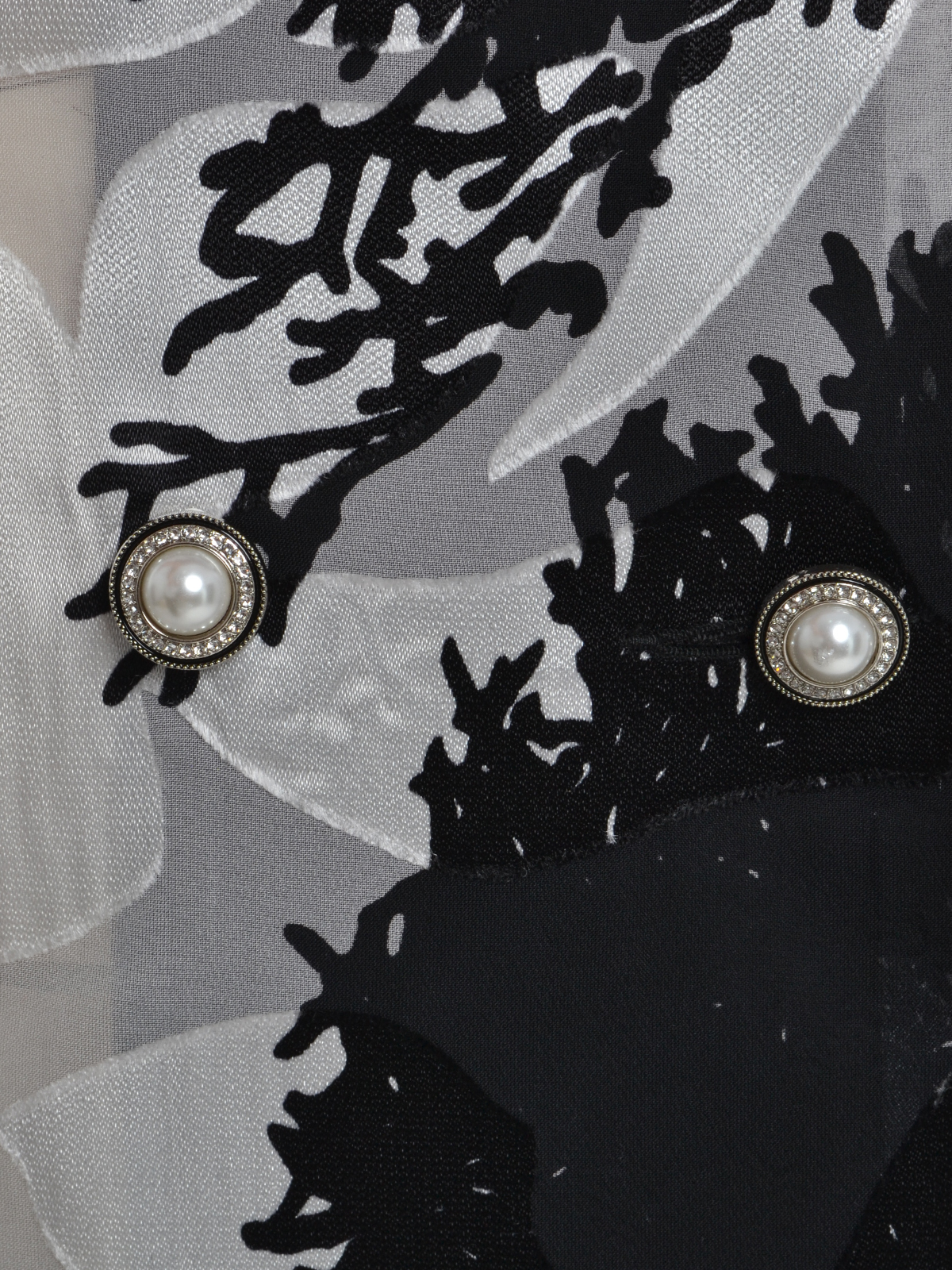 Μακρύ μπλέιζερ φόρεμα με botanical μοτίβο και γιακά σε αντίθεση φωτογραφία