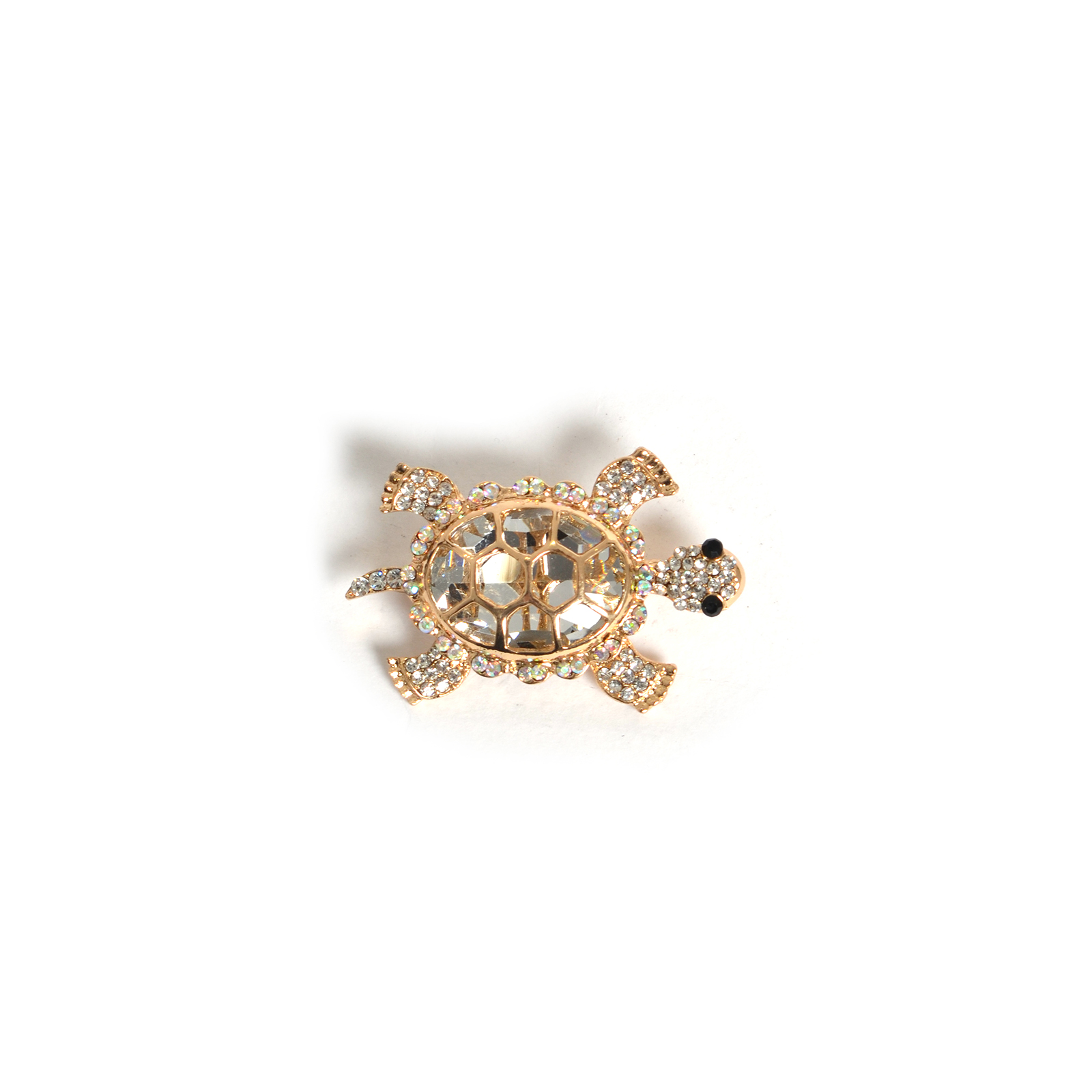 Multicolour crystal tortoise brooch