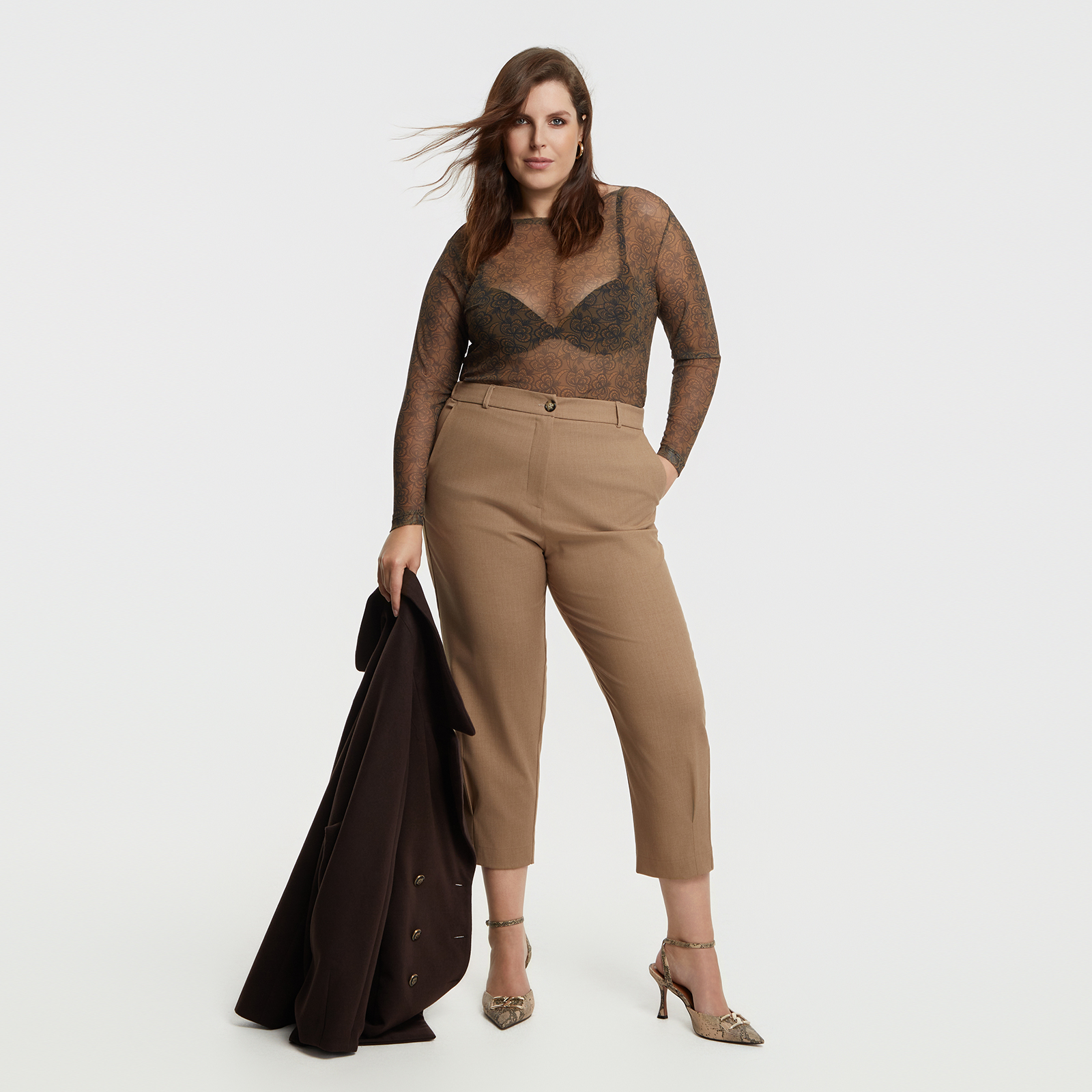 MAT FASHION Παντελόνι carrot μονόχρωμο