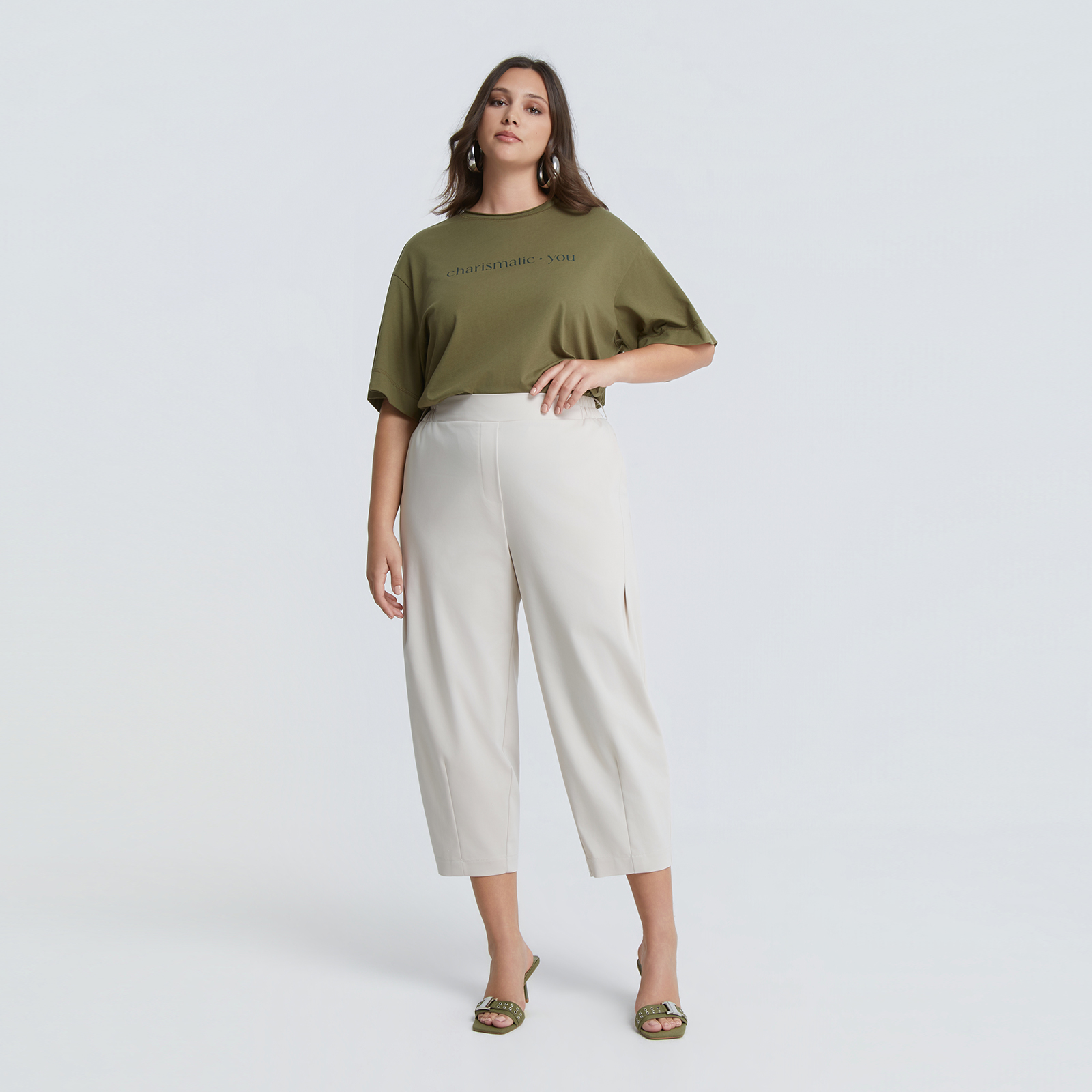 MAT FASHION Παντελόνι carrot με ελαστική μέση