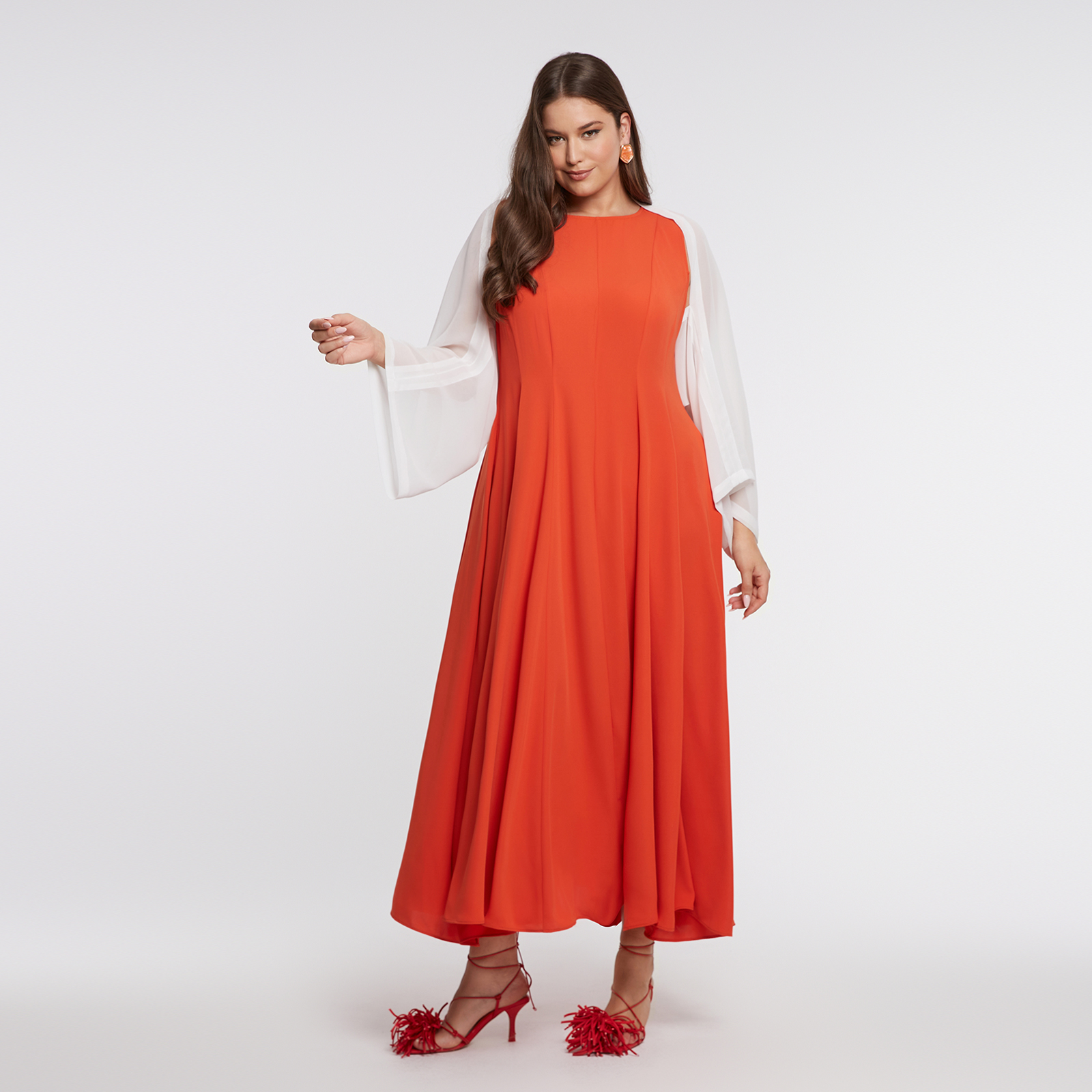 Chiffon bolero with flowing sleeves