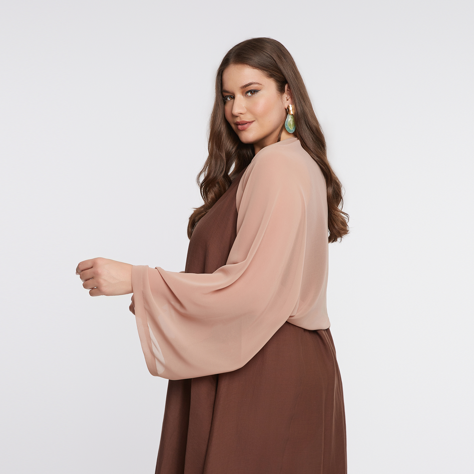 Chiffon bolero with flowing sleeves