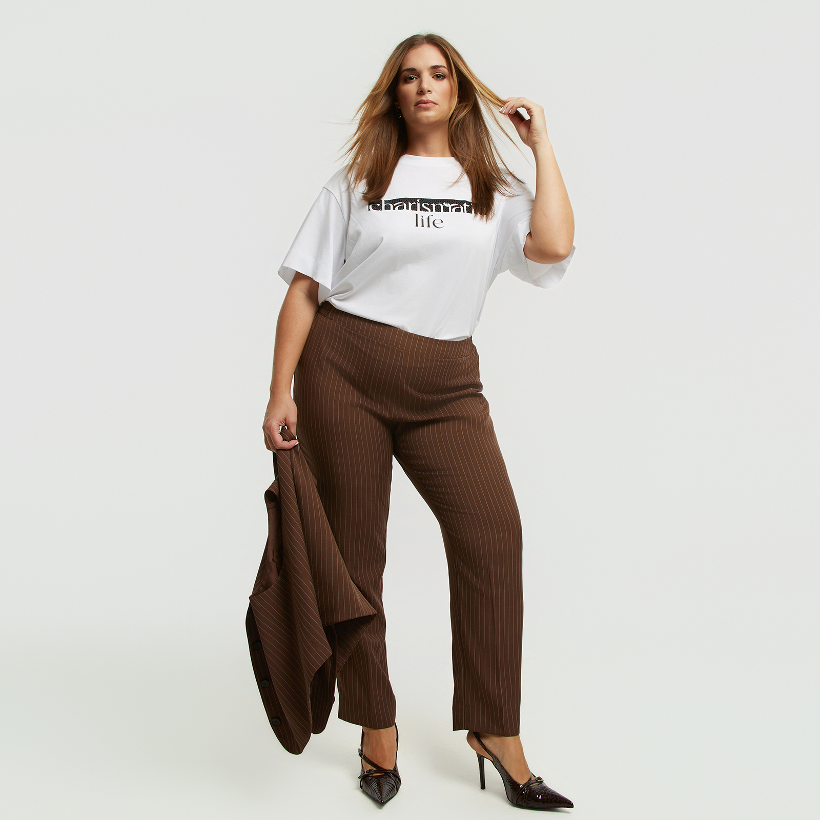 Cigarette pinstripe pants