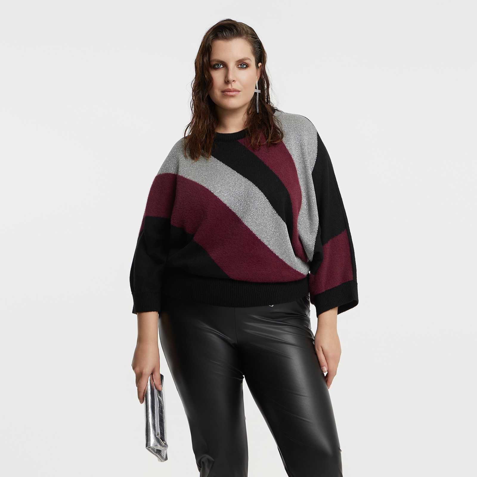 Color-block knit sweater