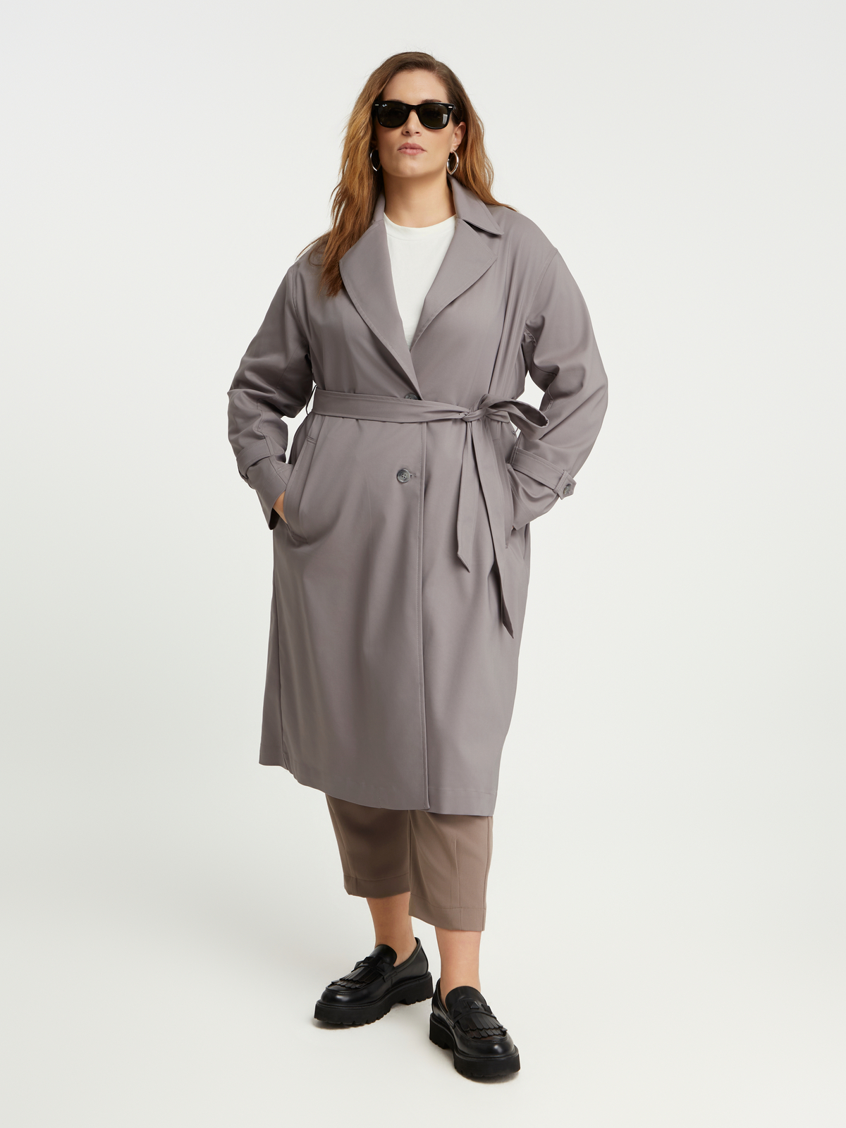 Βαμβακερή καπαρντίνα με ζώνη φωτογραφία