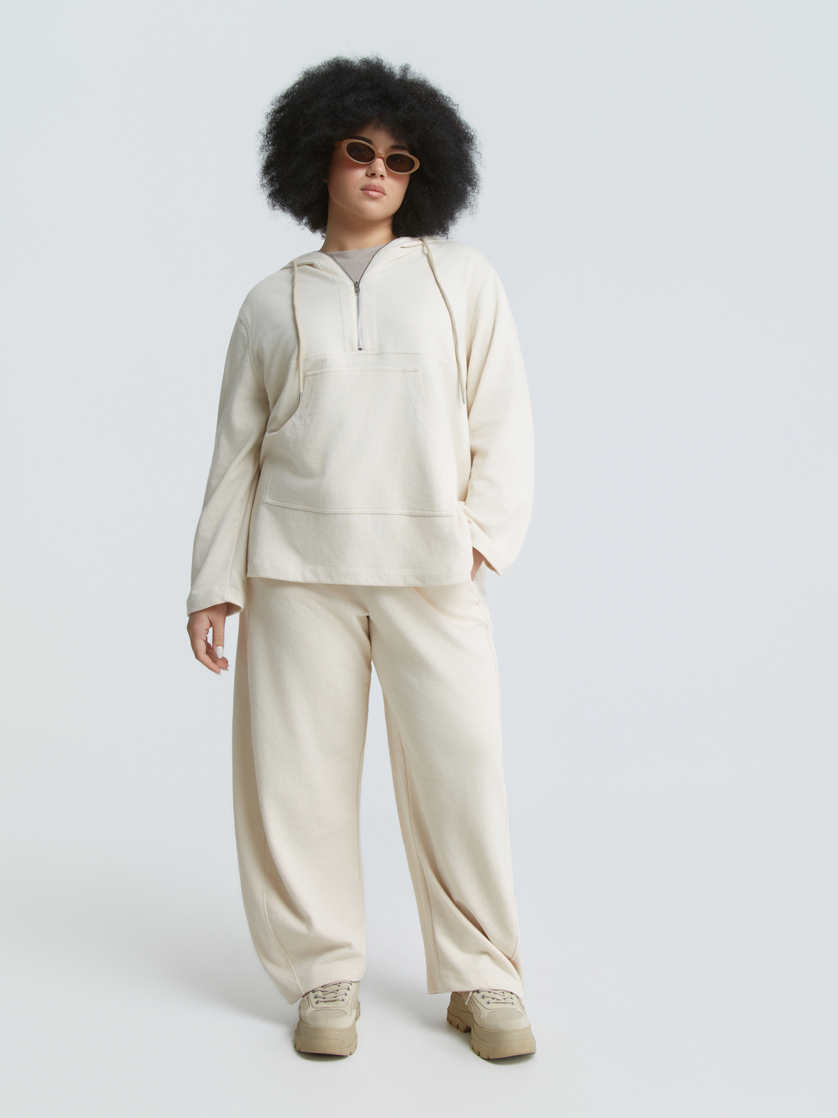 Βαμβακερό φούτερ με κουκούλα & φερμουάρ φωτογραφία