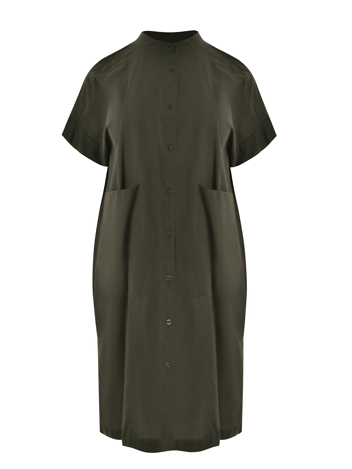 Βαμβακερό σεμιζιέ φόρεμα με μάο γιακά φωτογραφία