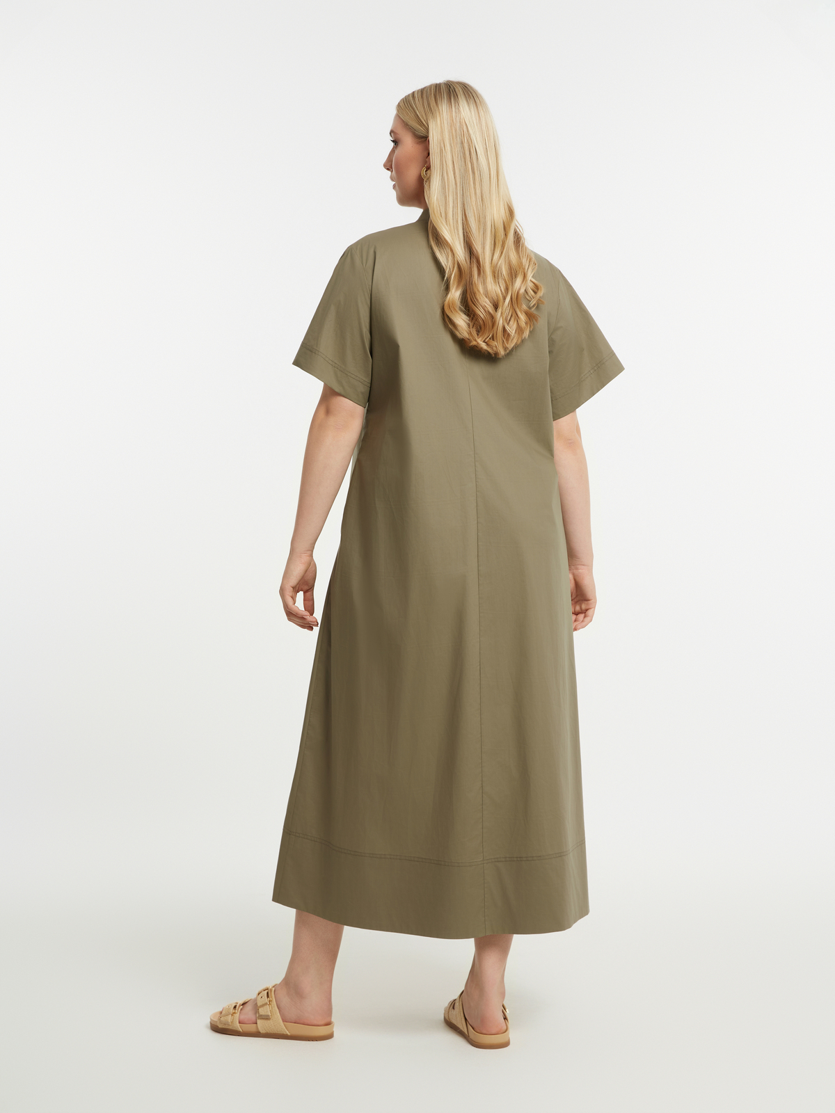 Βαμβακερό σεμιζιέ φόρεμα με μάο γιακά φωτογραφία