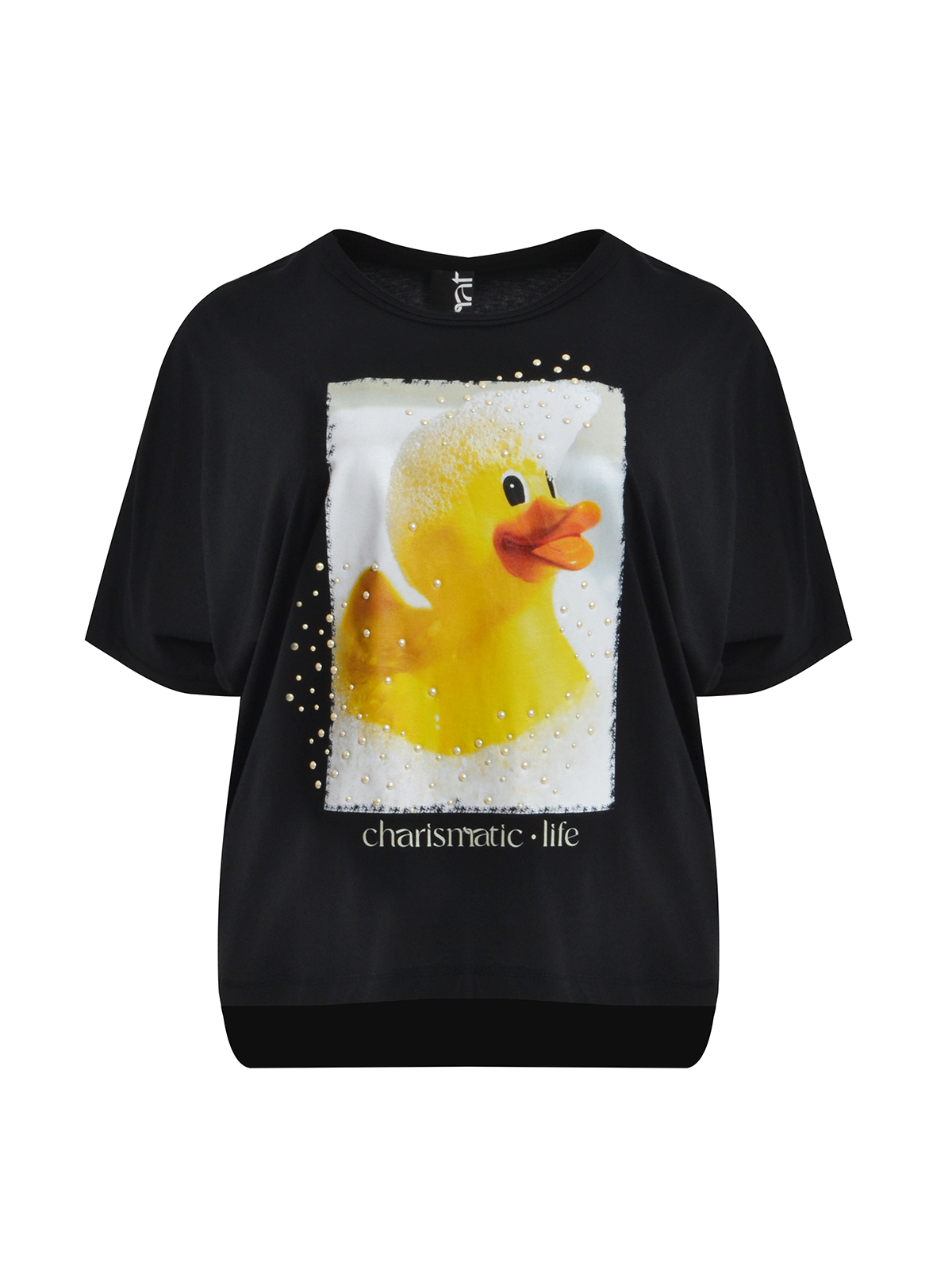 Βαμβακερή μπλούζα t-shirt με στάμπα παπάκι με σαπουνάδες και πέρλες φωτογραφία