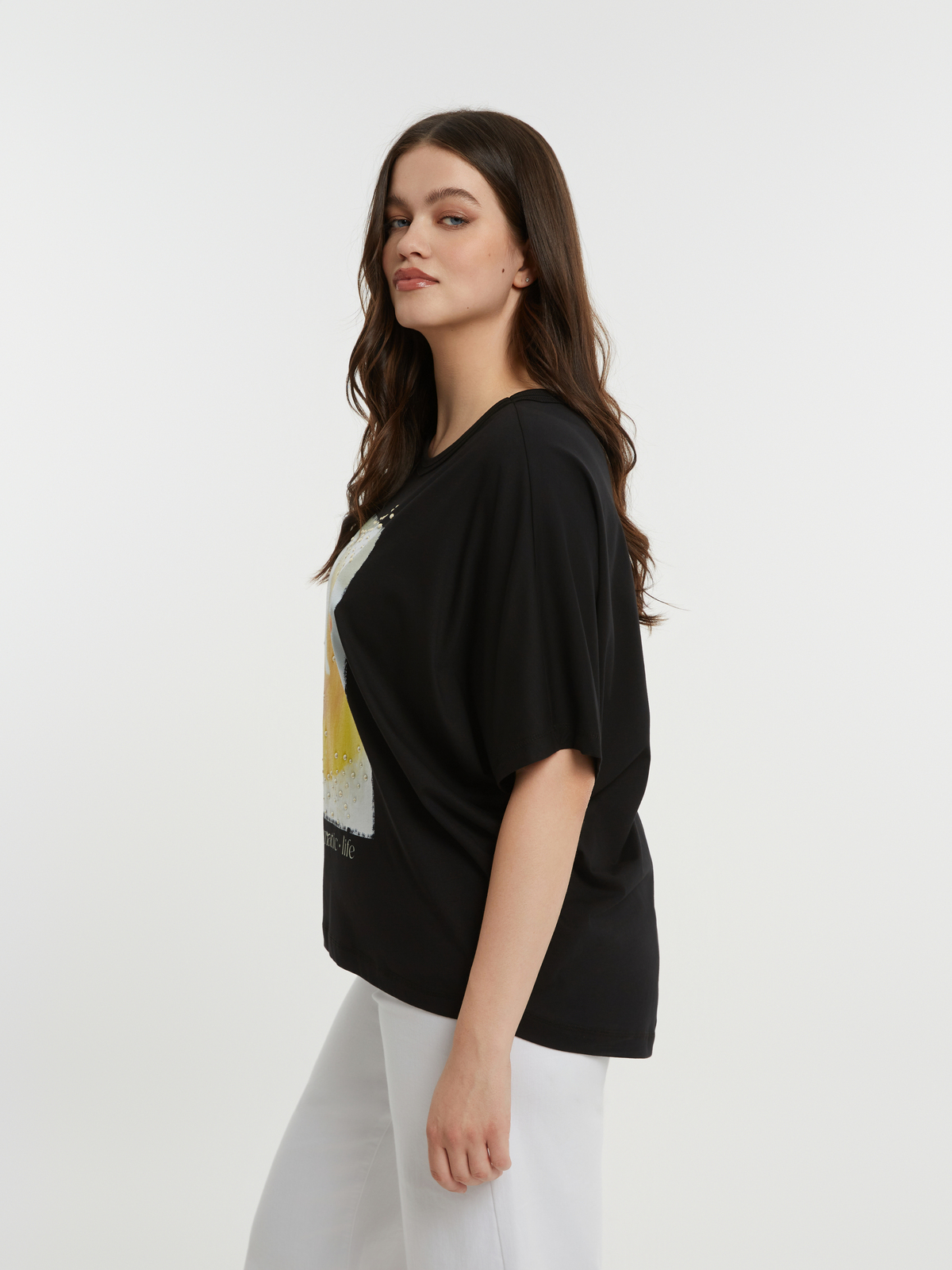 Βαμβακερή μπλούζα t-shirt με στάμπα παπάκι με σαπουνάδες και πέρλες φωτογραφία