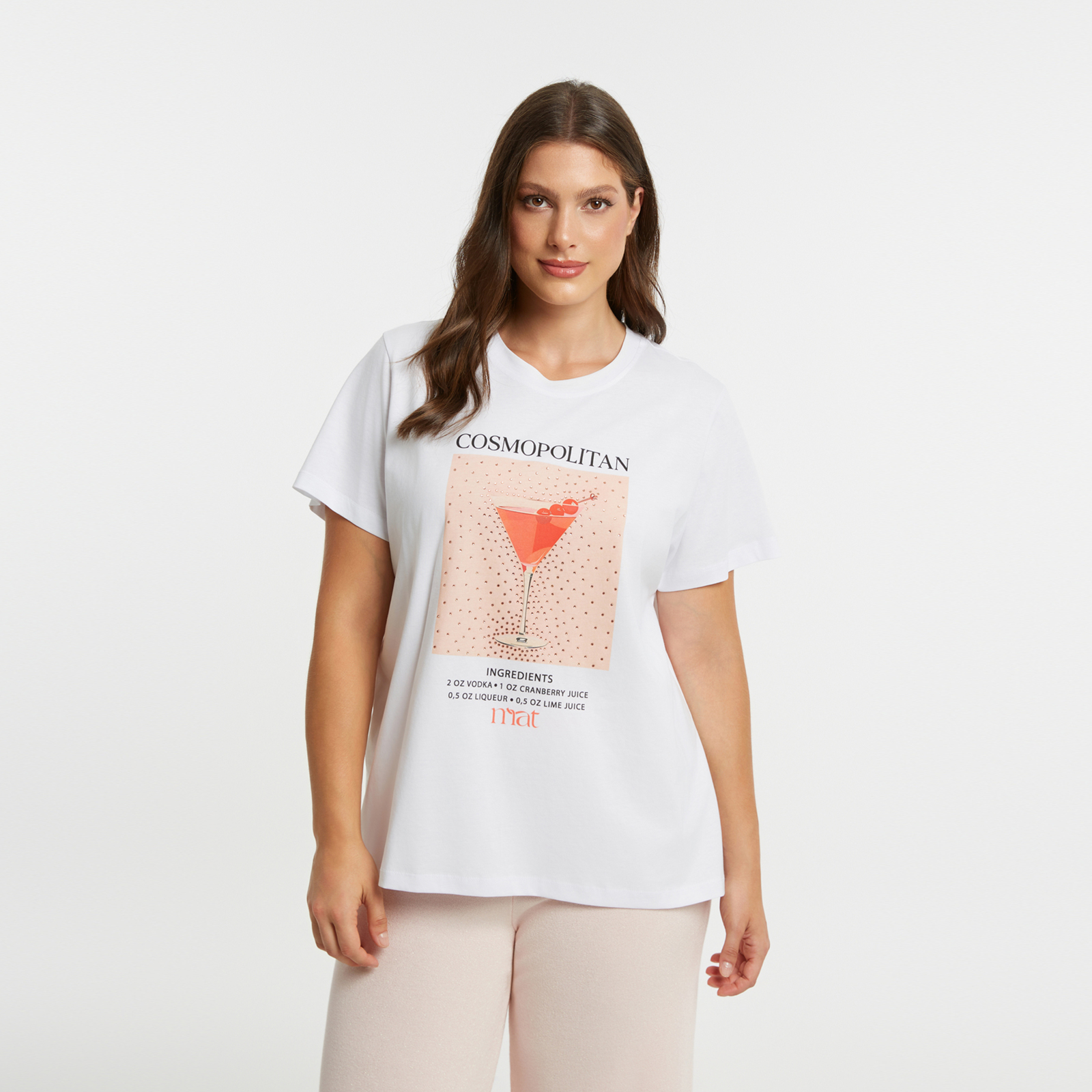 Cotton t-shirt with Cosmopolitan cocktail print