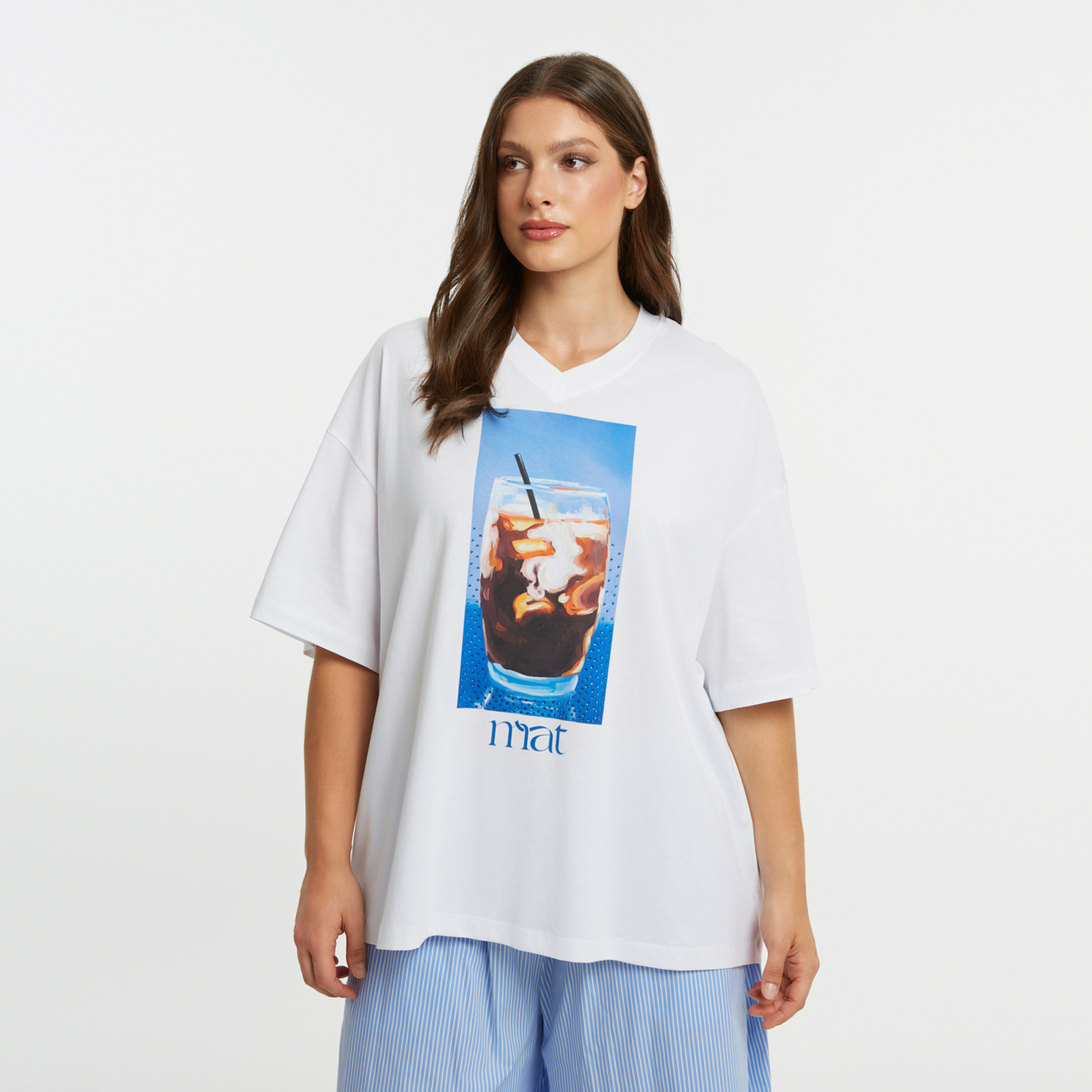 Cotton t-shirt with freddo espresso print & strass details