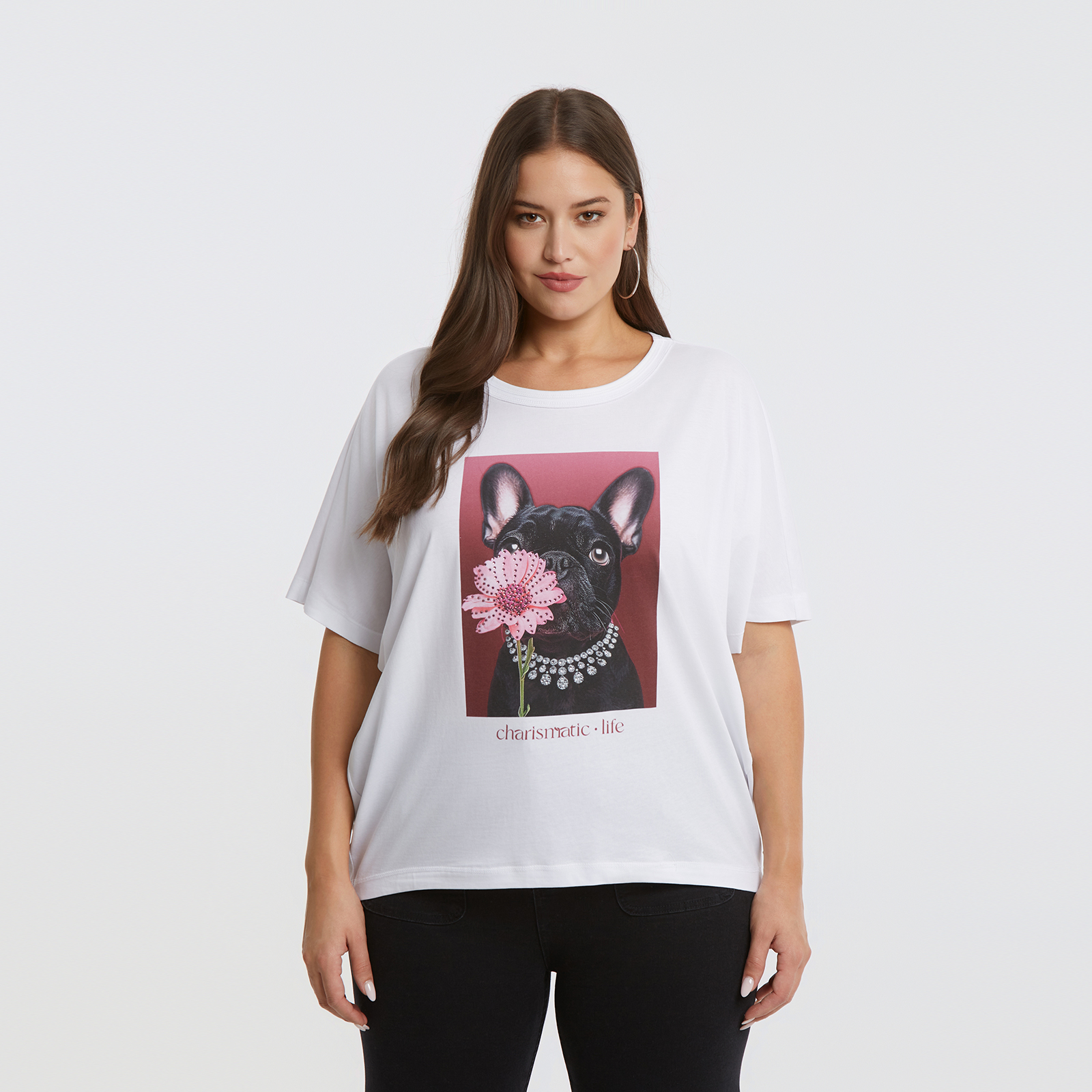 Cotton t-shirt with french bulldog print