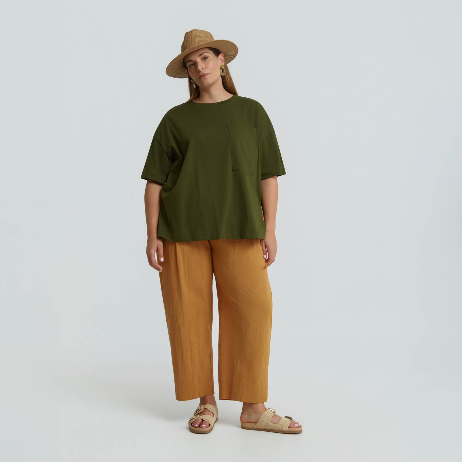 Βαμβακερό t-shirt με papaya print στην πλάτη