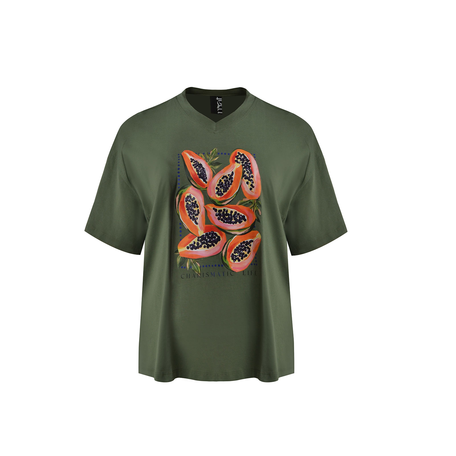 Βαμβακερό t-shirt με papaya print