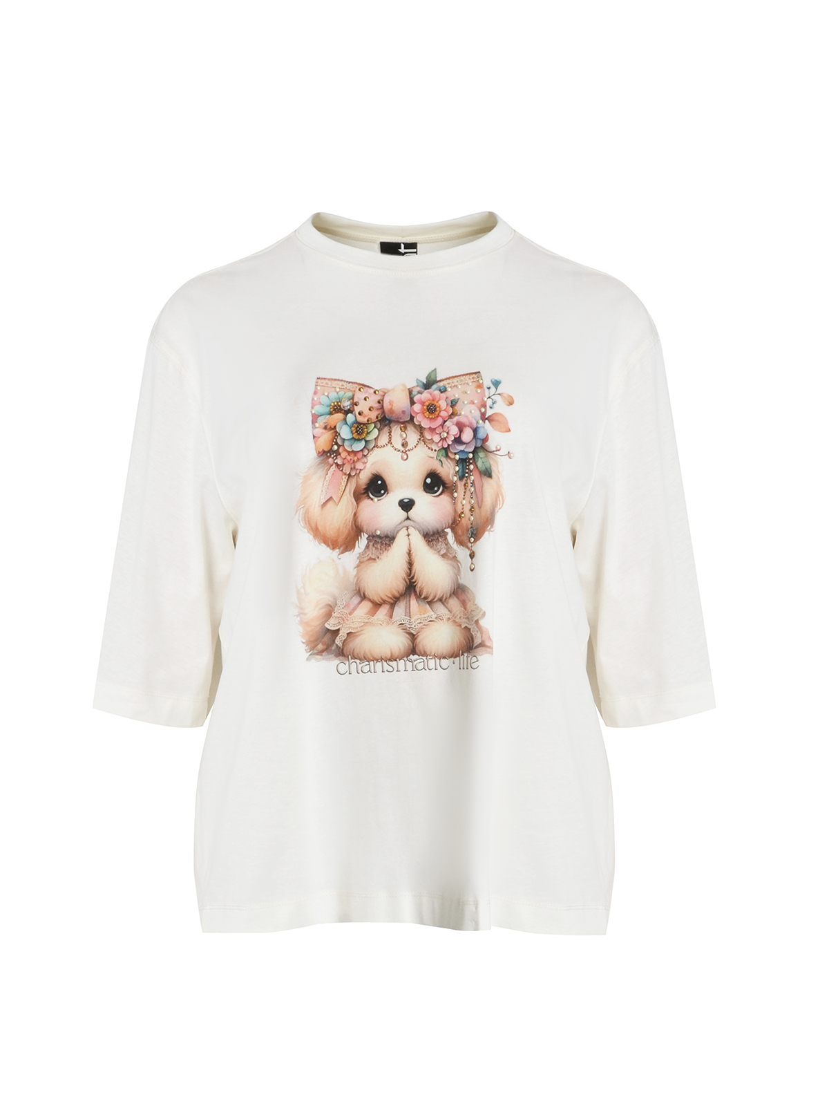 Βαμβακερό t-shirt με σκυλάκι και φιόγκο φωτογραφία