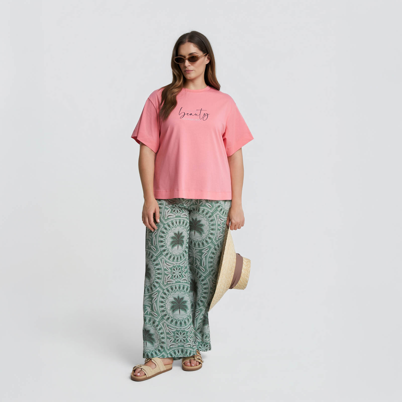 Βαμβακερό t-shirt με strass στάμπα