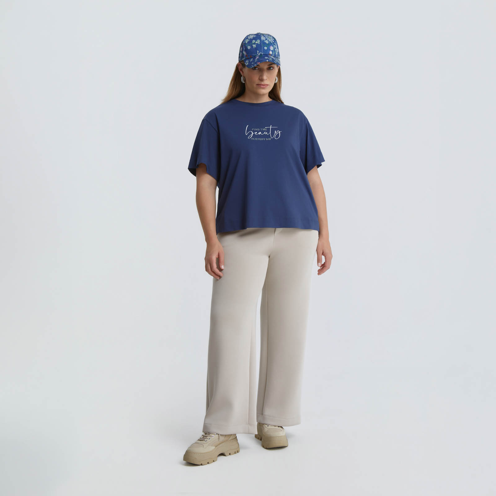 Βαμβακερό t-shirt με strass στάμπα