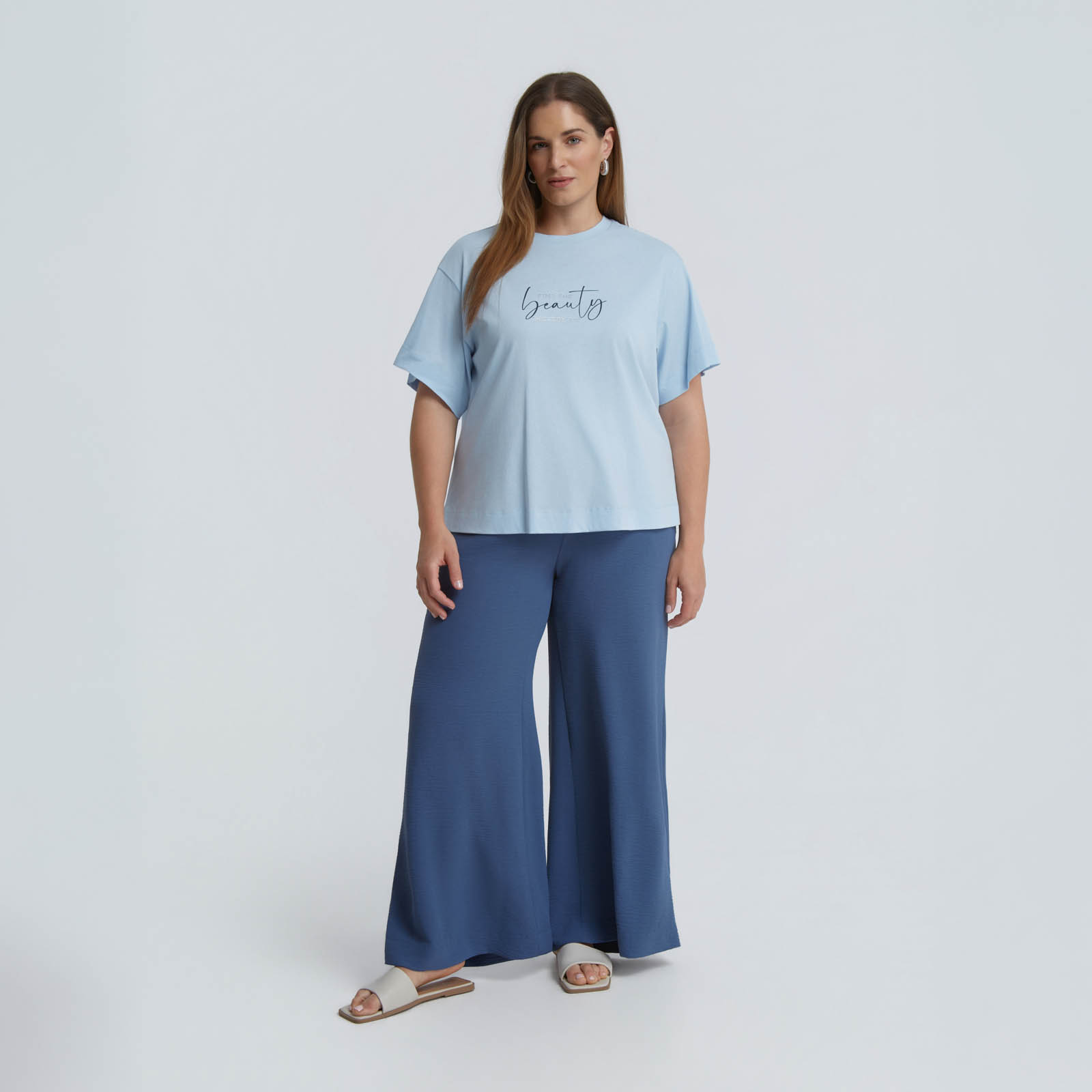 Βαμβακερό t-shirt με strass στάμπα