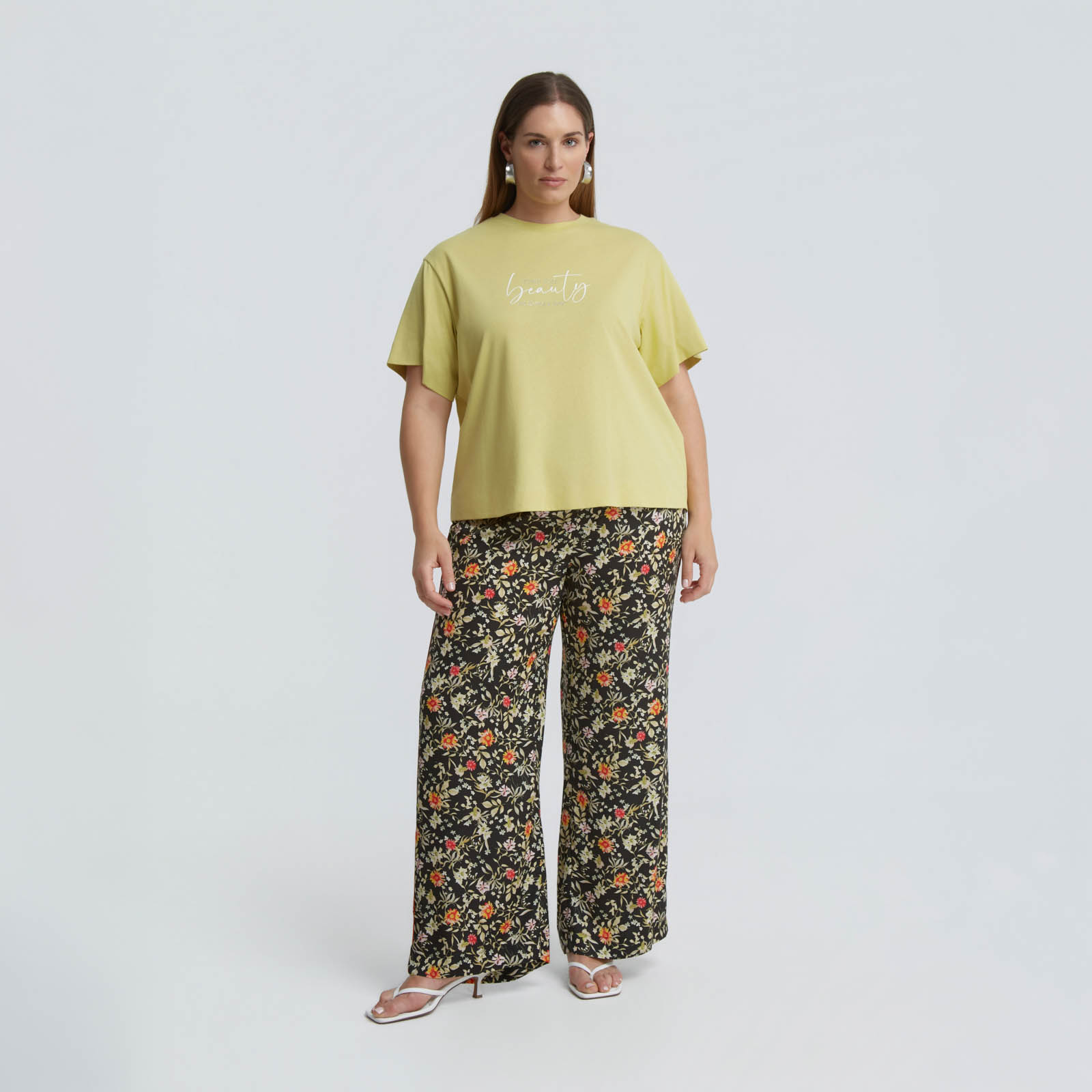 Βαμβακερό t-shirt με strass στάμπα