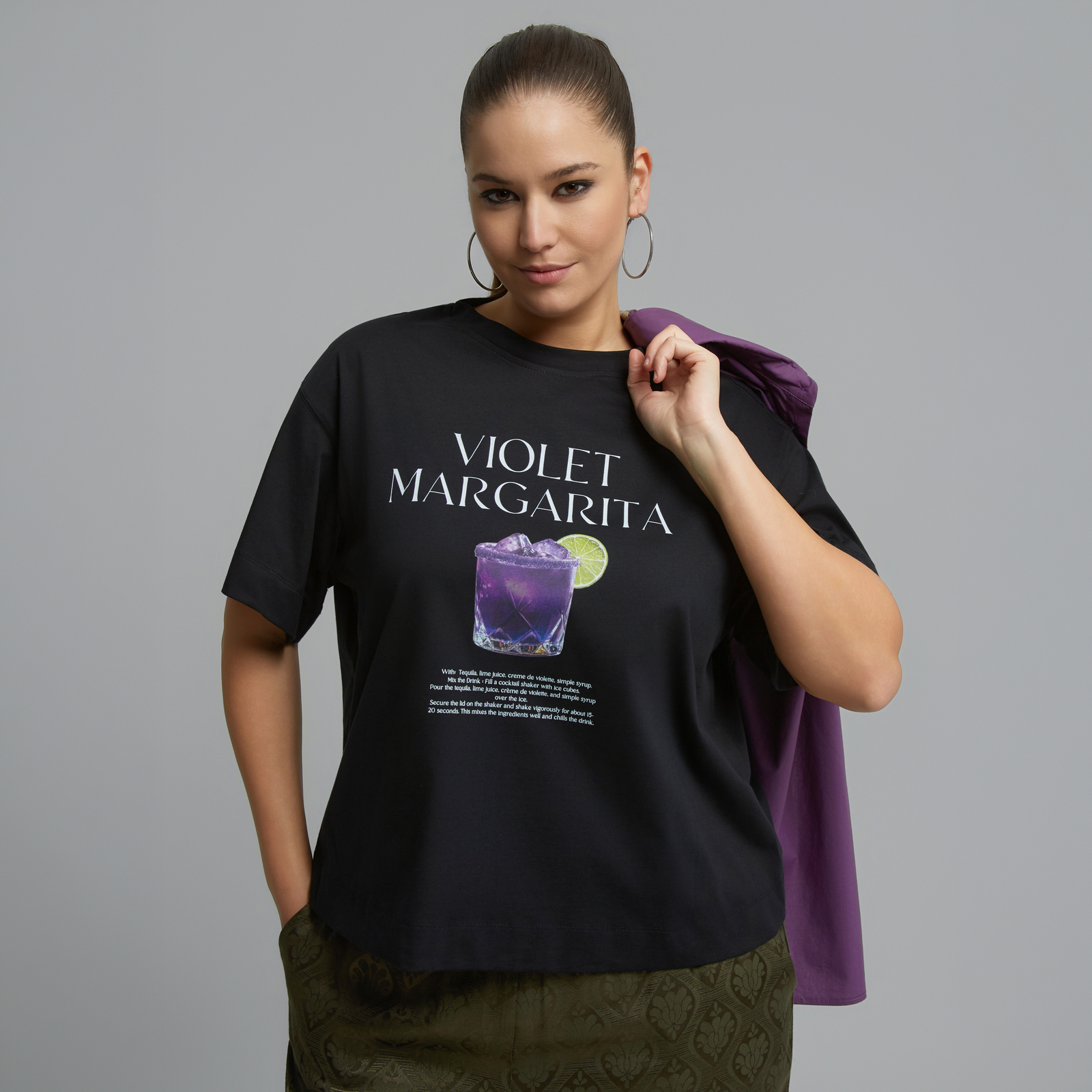 Βαμβακερό t-shirt με στάμπα Violet Margarita