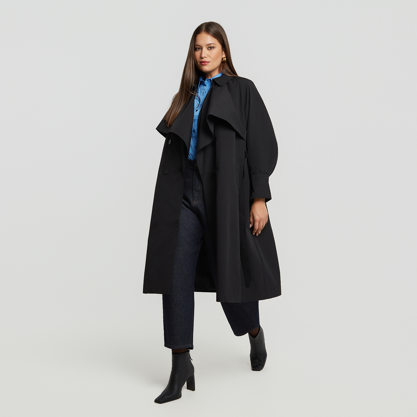 MAT FASHION Βαμβακερή καπαρντίνα με ζώνη και λεπτομέρεια κάπας