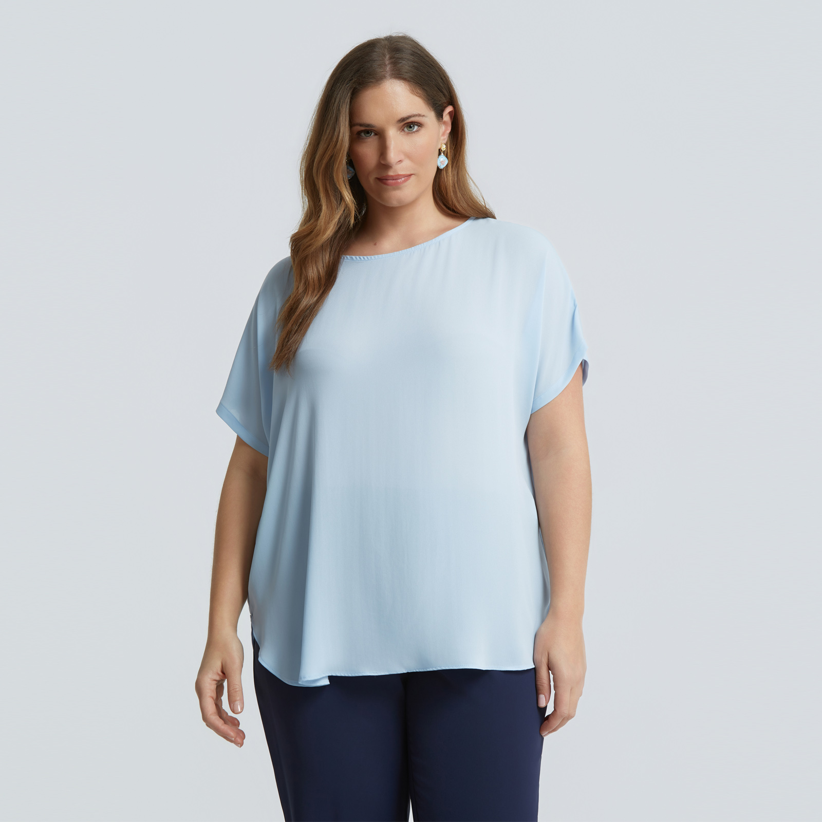 Μπλούζα κρεπ με στρογγυλή λαιμόκοψη