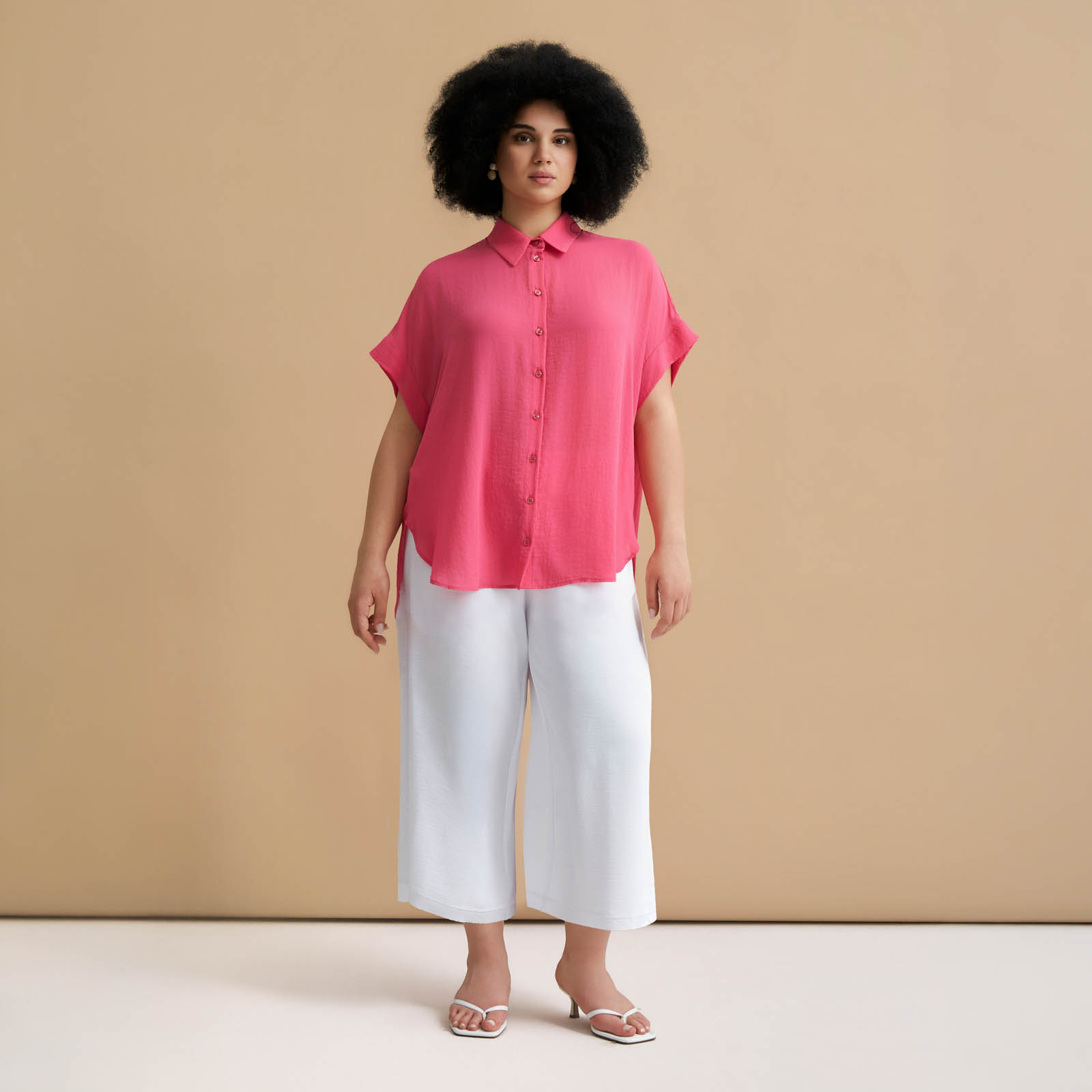 Crepe short-sleeve shirt