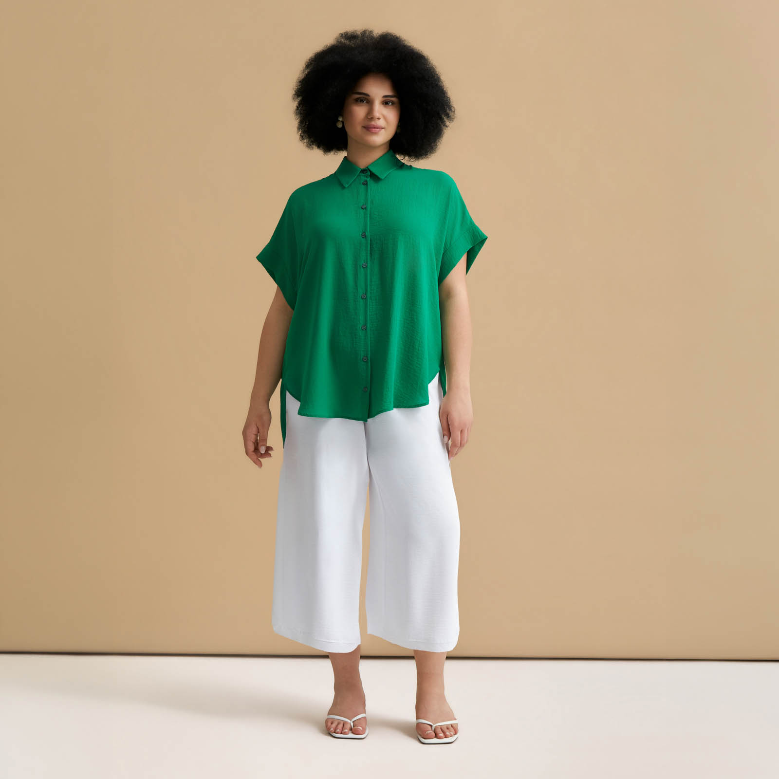 Crepe short-sleeve shirt