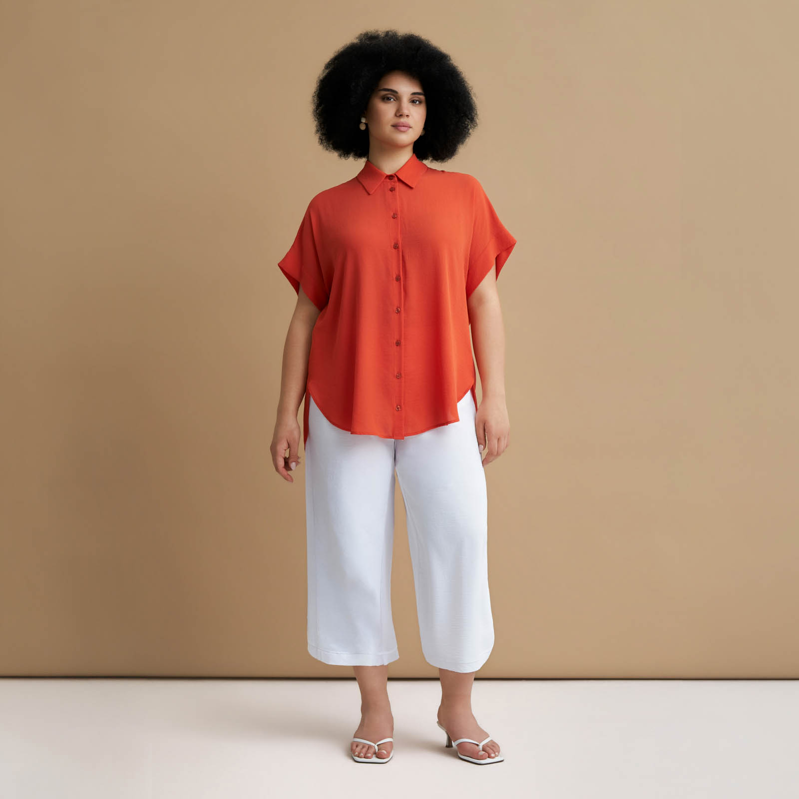 Crepe short-sleeve shirt