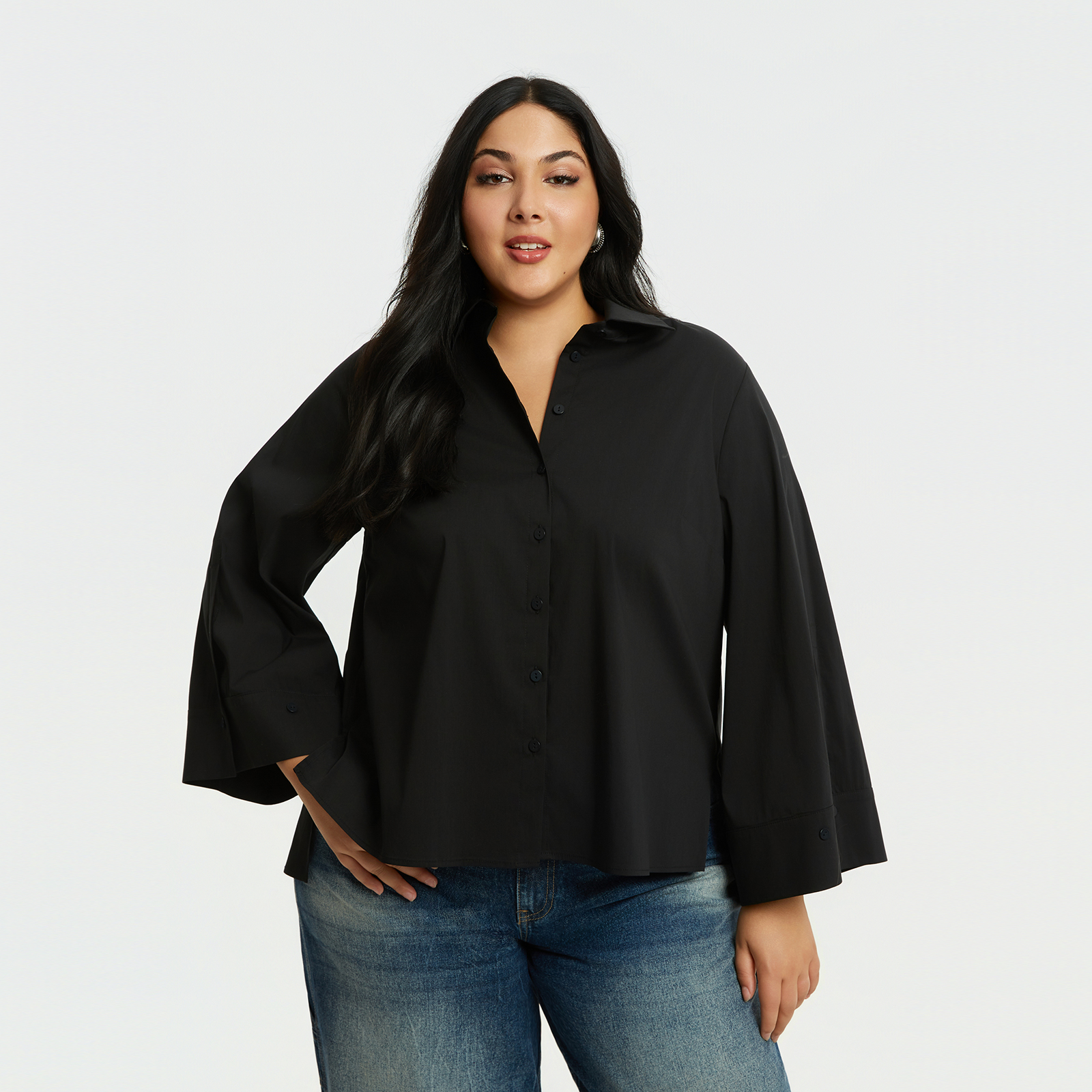 MAT FASHION Cropped πουκάμισο με φαρδιά μανίκια