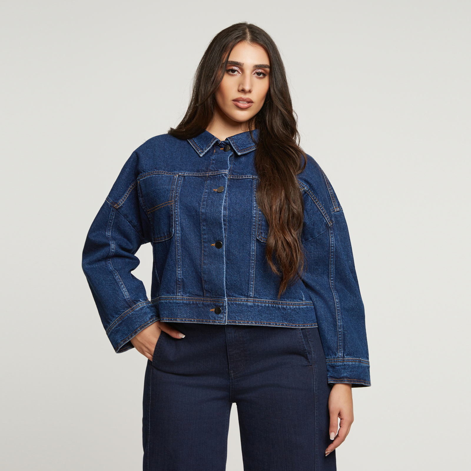 MAT FASHION Cropped τζιν τζάκετ με utility τσέπες