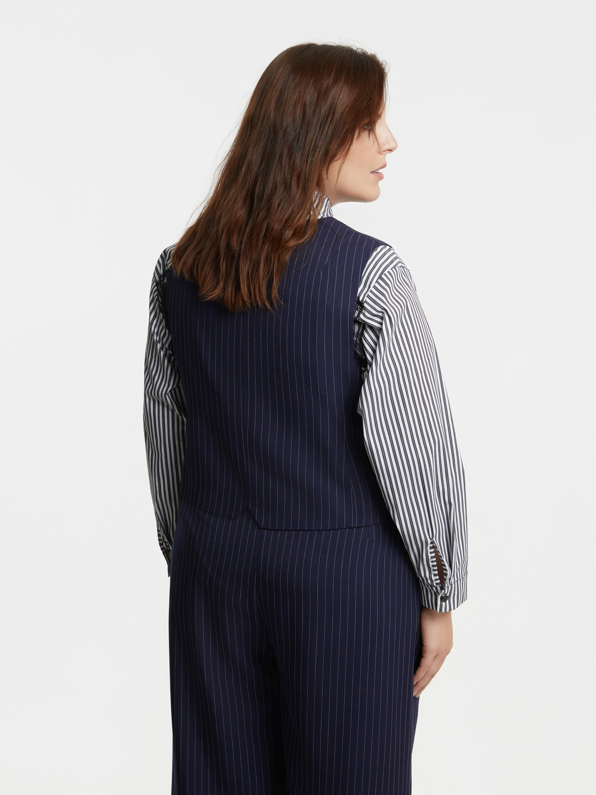 Cropped ριγέ γιλέκο φωτογραφία