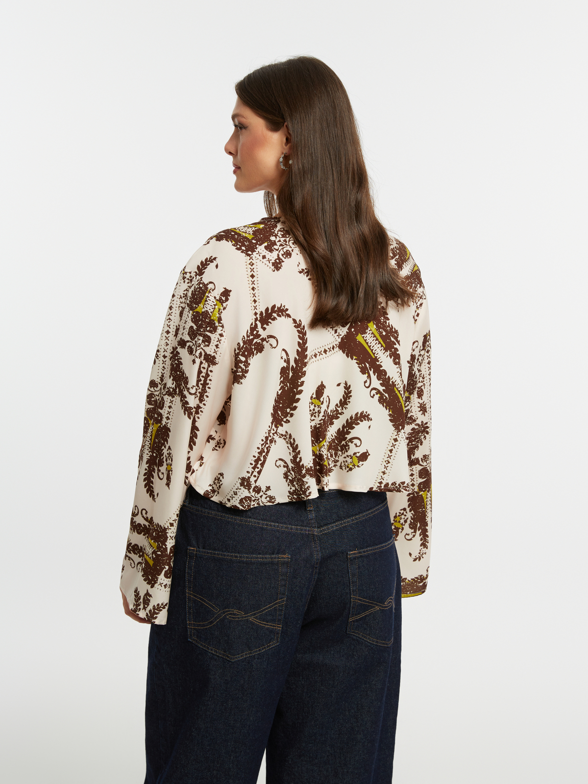 Cropped μπλούζα με δέσιμο και paisley σχέδιο φωτογραφία