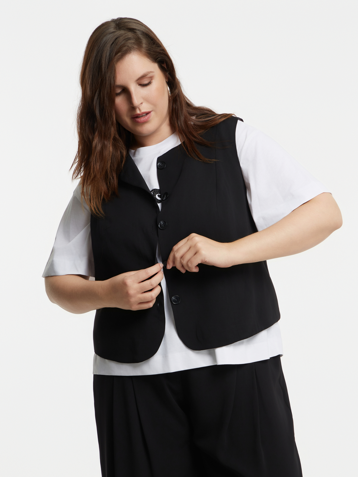 Cropped γιλέκο με ριγέ φόδρα φωτογραφία