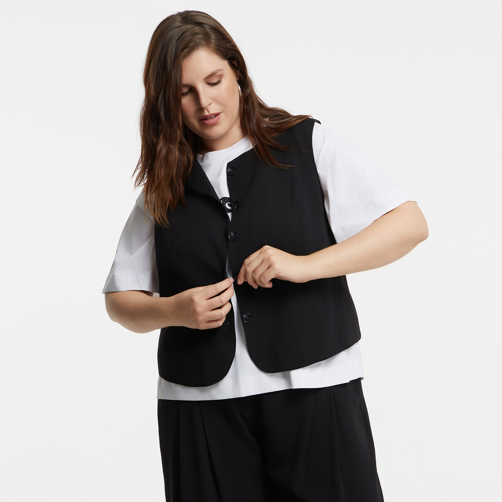 MAT FASHION Cropped γιλέκο με ριγέ φόδρα