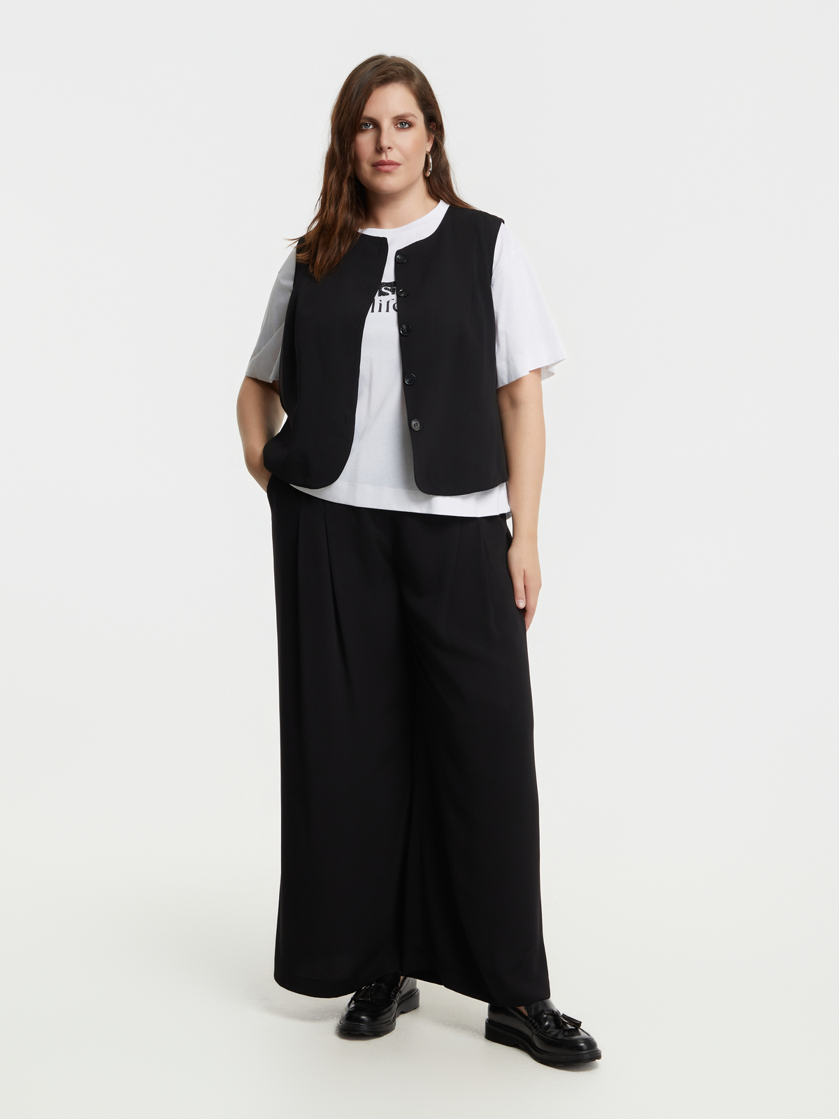 Cropped γιλέκο με ριγέ φόδρα φωτογραφία