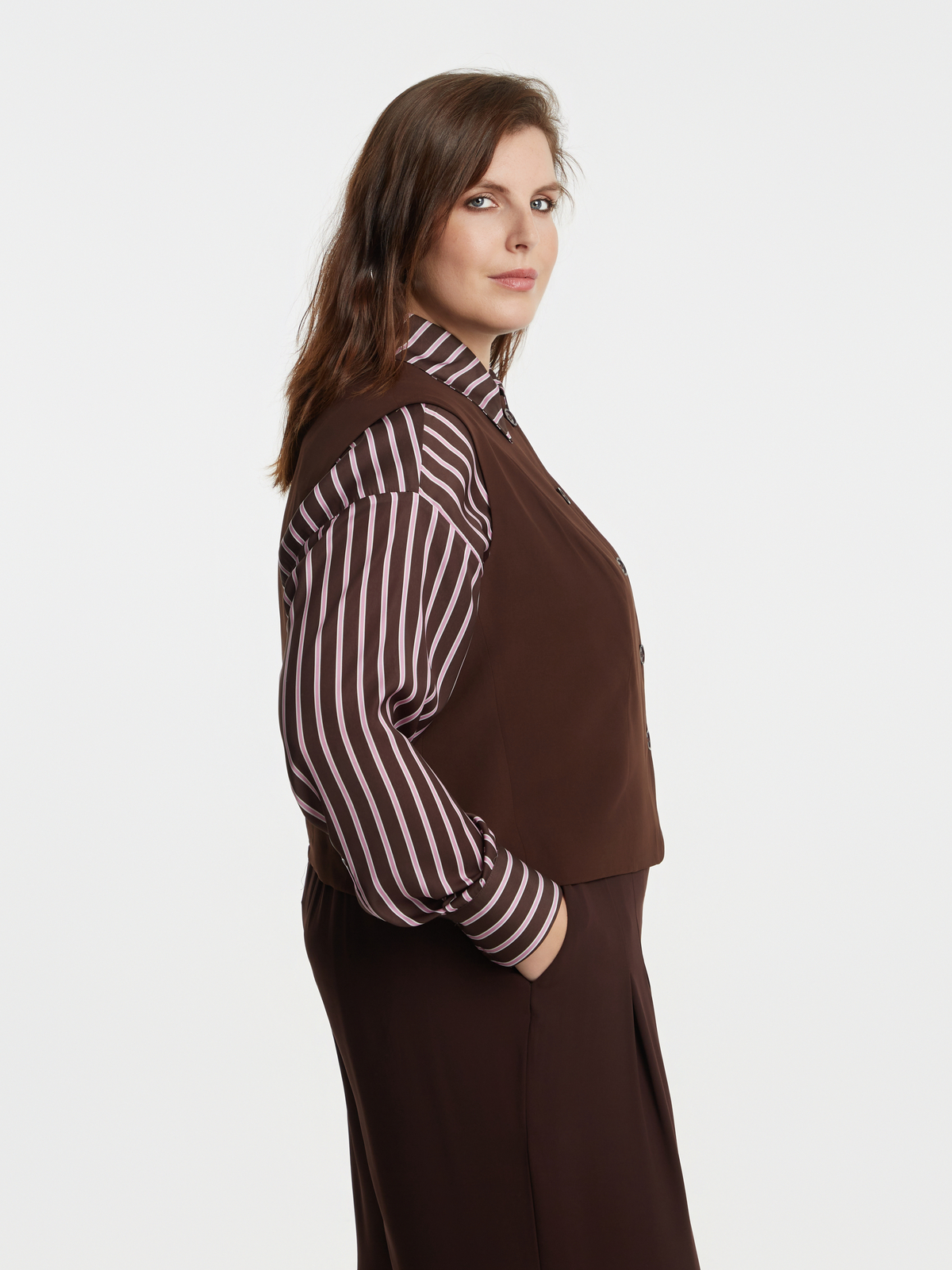 Cropped γιλέκο με ριγέ φόδρα φωτογραφία