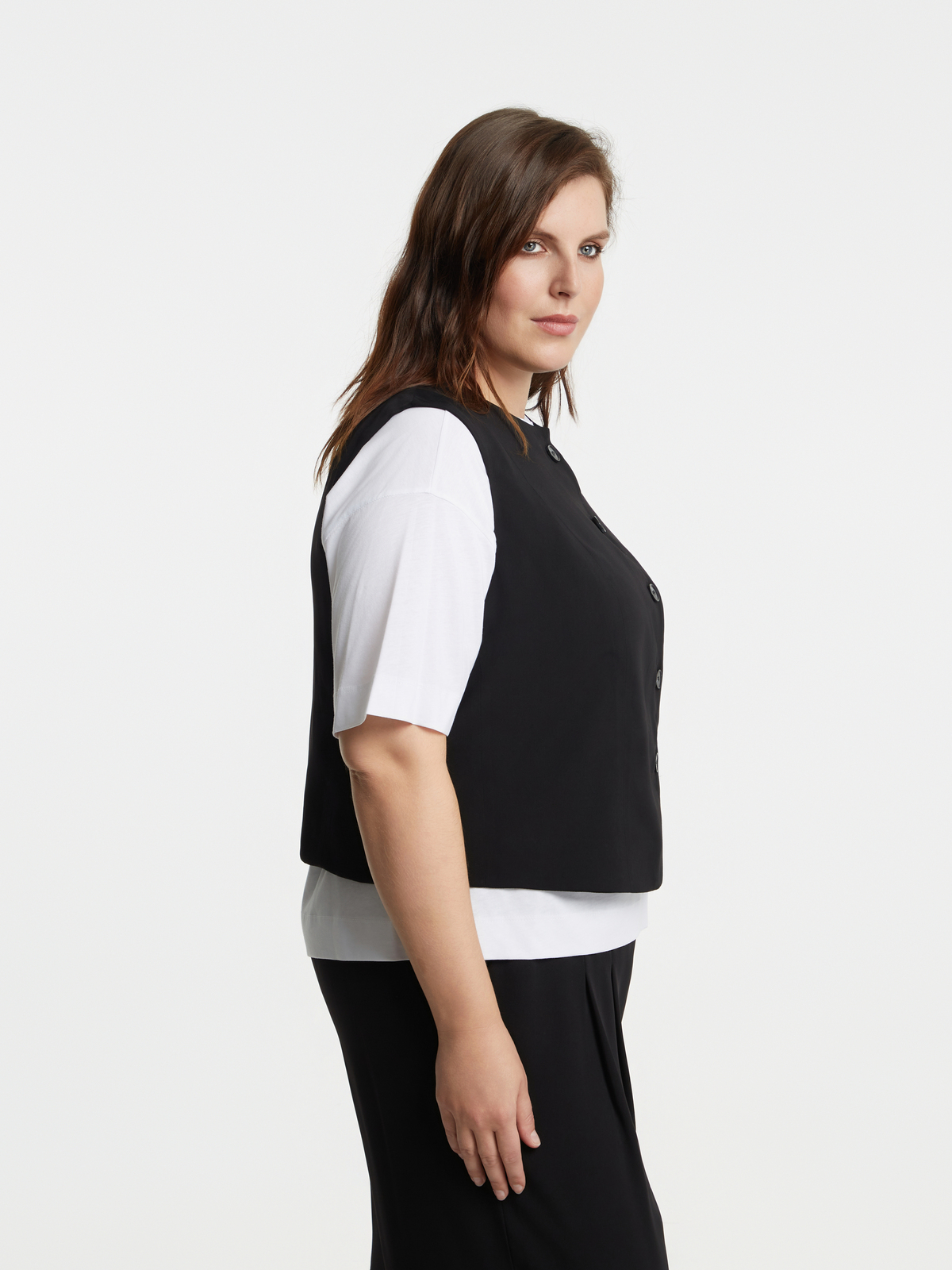 Cropped γιλέκο με ριγέ φόδρα φωτογραφία