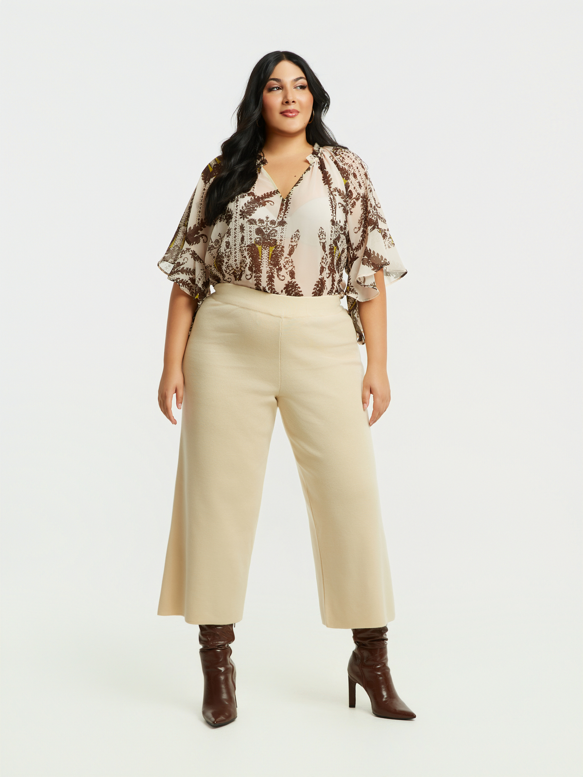 Πλεκτή cropped παντελόνα φωτογραφία