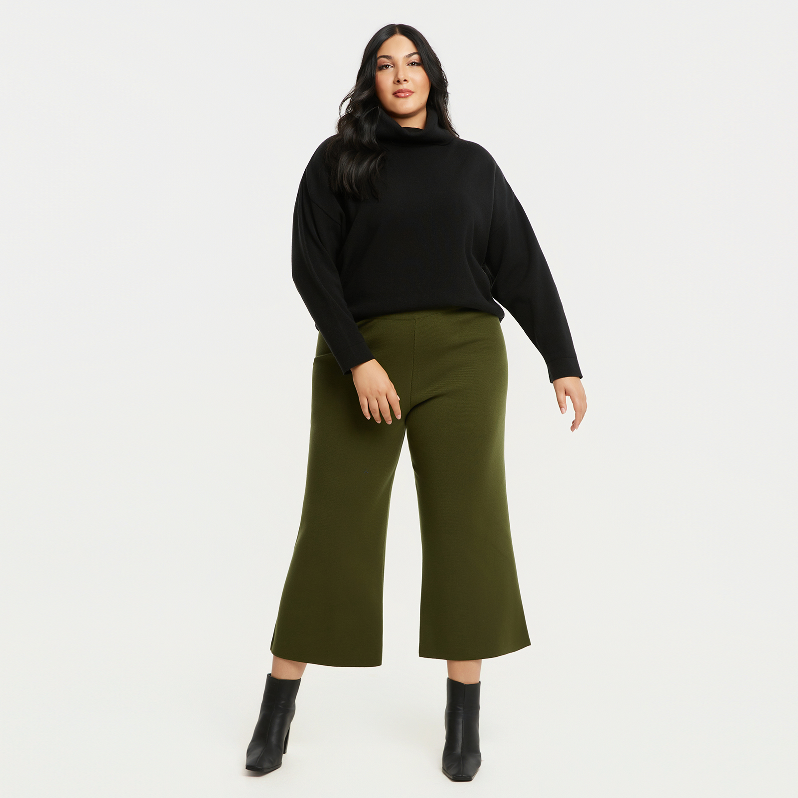 MAT FASHION Πλεκτή cropped παντελόνα