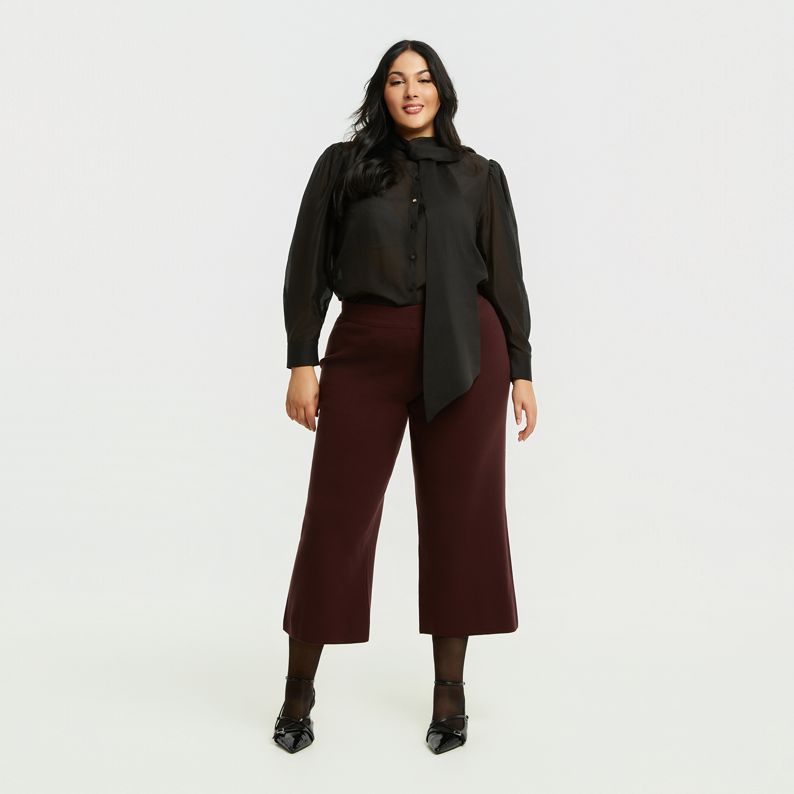 MAT FASHION Πλεκτή cropped παντελόνα