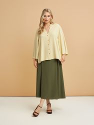 Airwashed crepe V-neck shirt