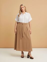 Αirwashed crepe skirt with waist tie