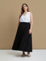 Αirwashed crepe skirt with waist tie