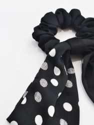 Satin scrunchie with polka dot bow
